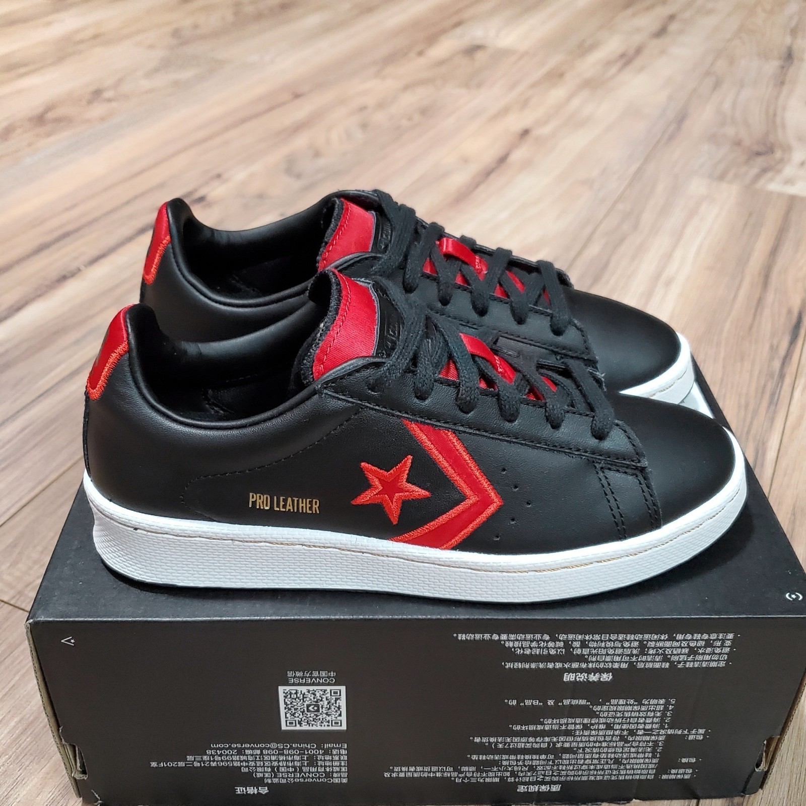 Converse Pro Leather Ox Low Womens 5.5 Black Red Shoes