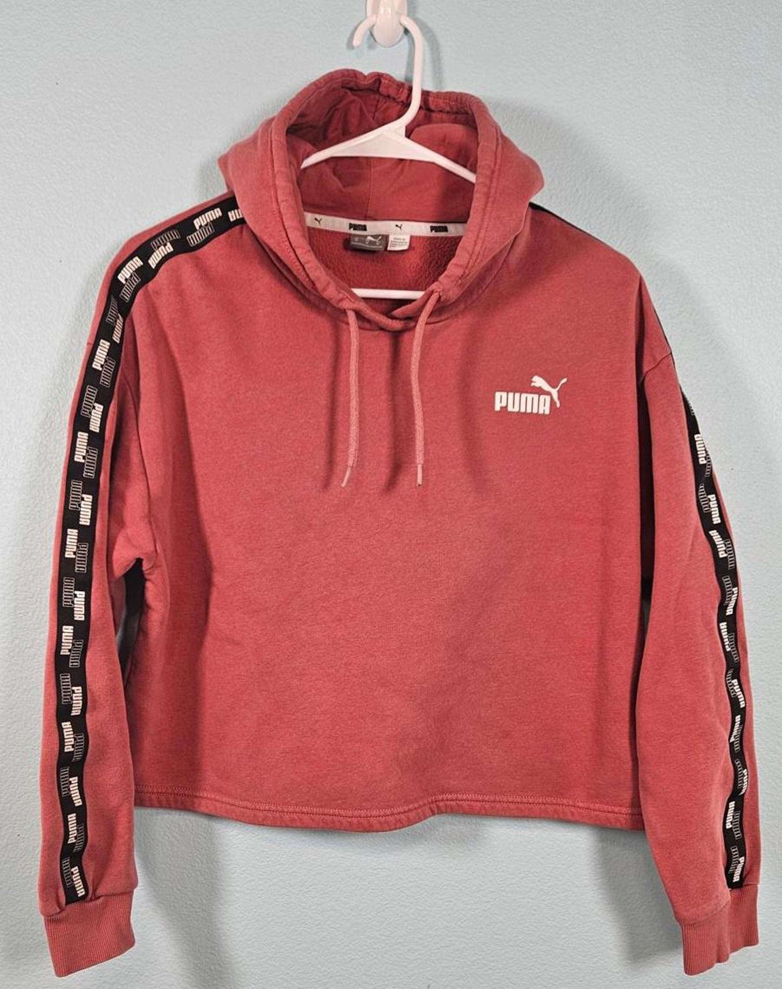 Puma Women's Cropped Hoodie - Size Medium Coral/Salmon Color