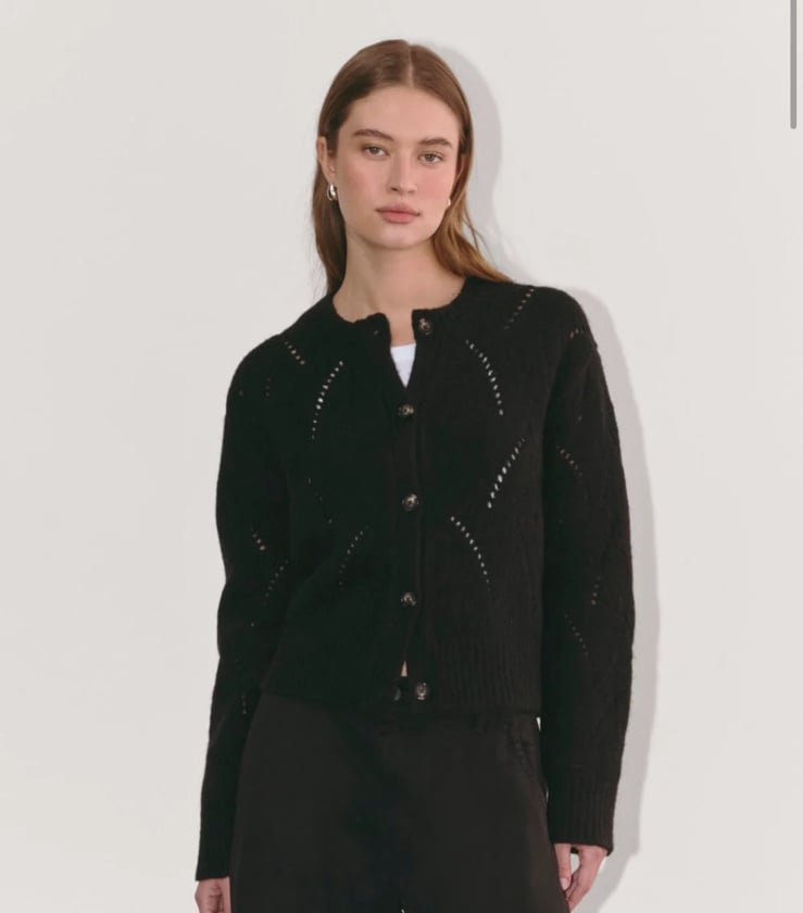 NWOT Everlane Pointelle Cardigan In Cloud Black Size Small