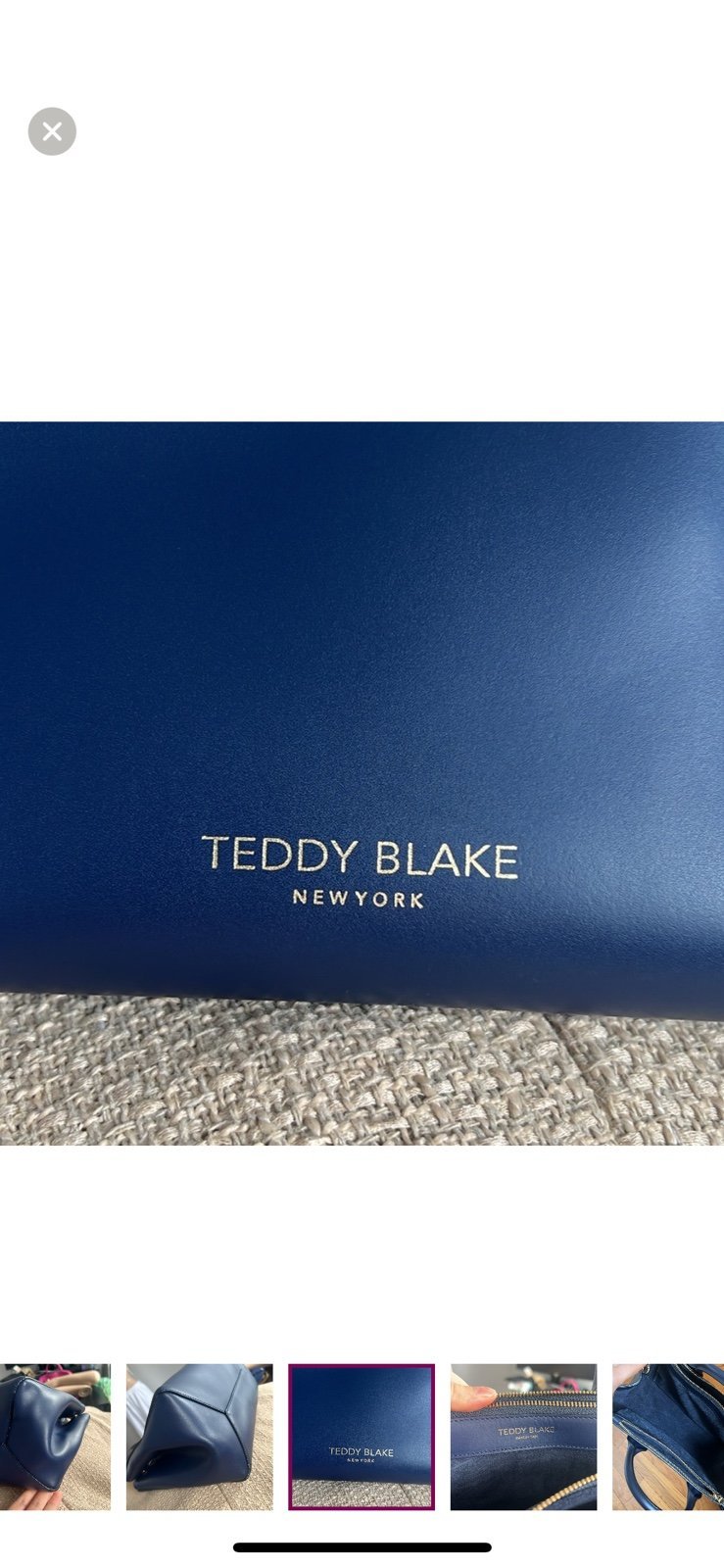 Teddy Blake New York Bella Satchel Leather Hand Bag Shoulder Strap Navy