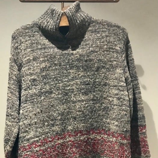 TRANSIT Quarter Zip Sweater Mens Size M Lana Wool Red and Gray EUC