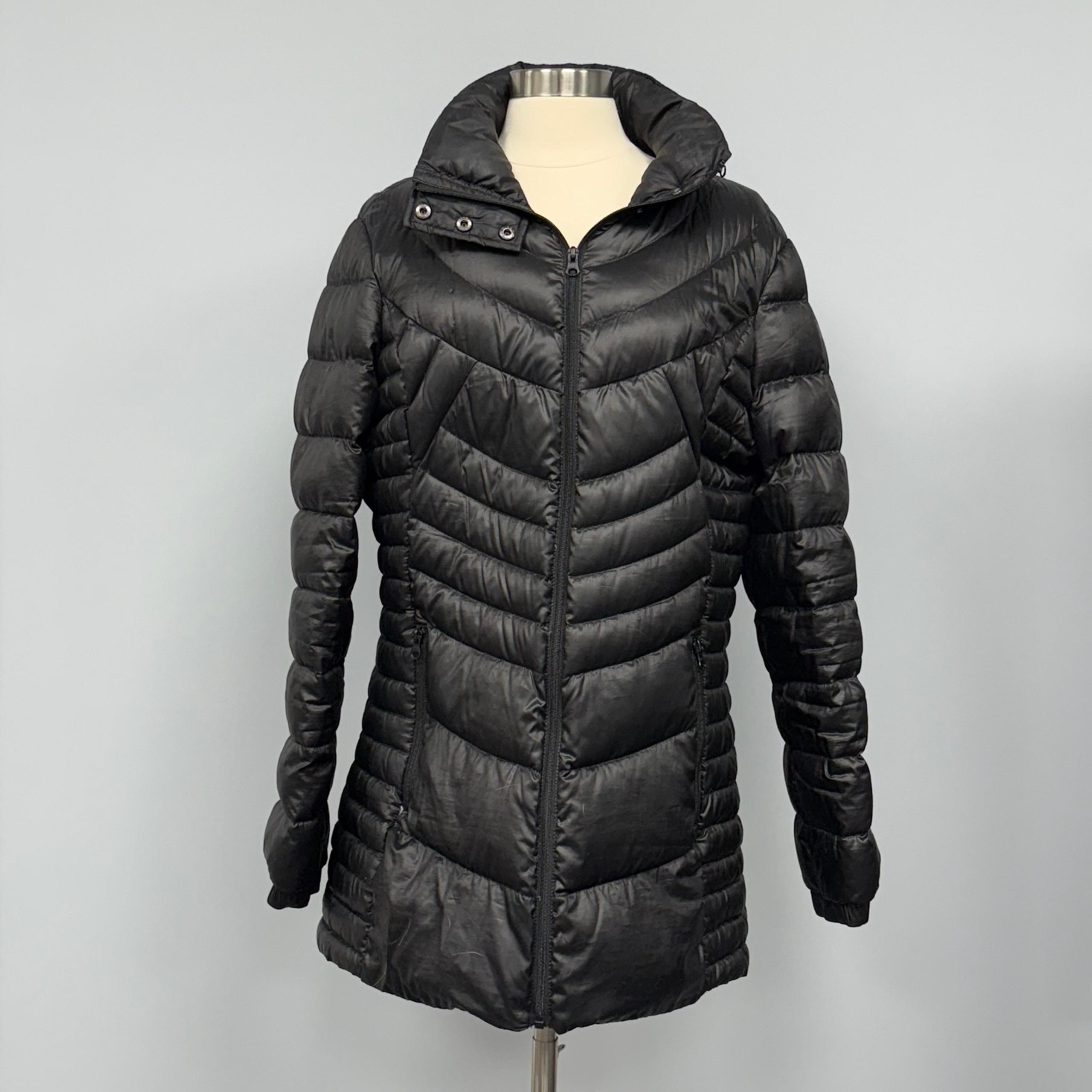 ANA Packable Premium Down Puffer Coat Jacket Hip Length XL Black Feather Quilted