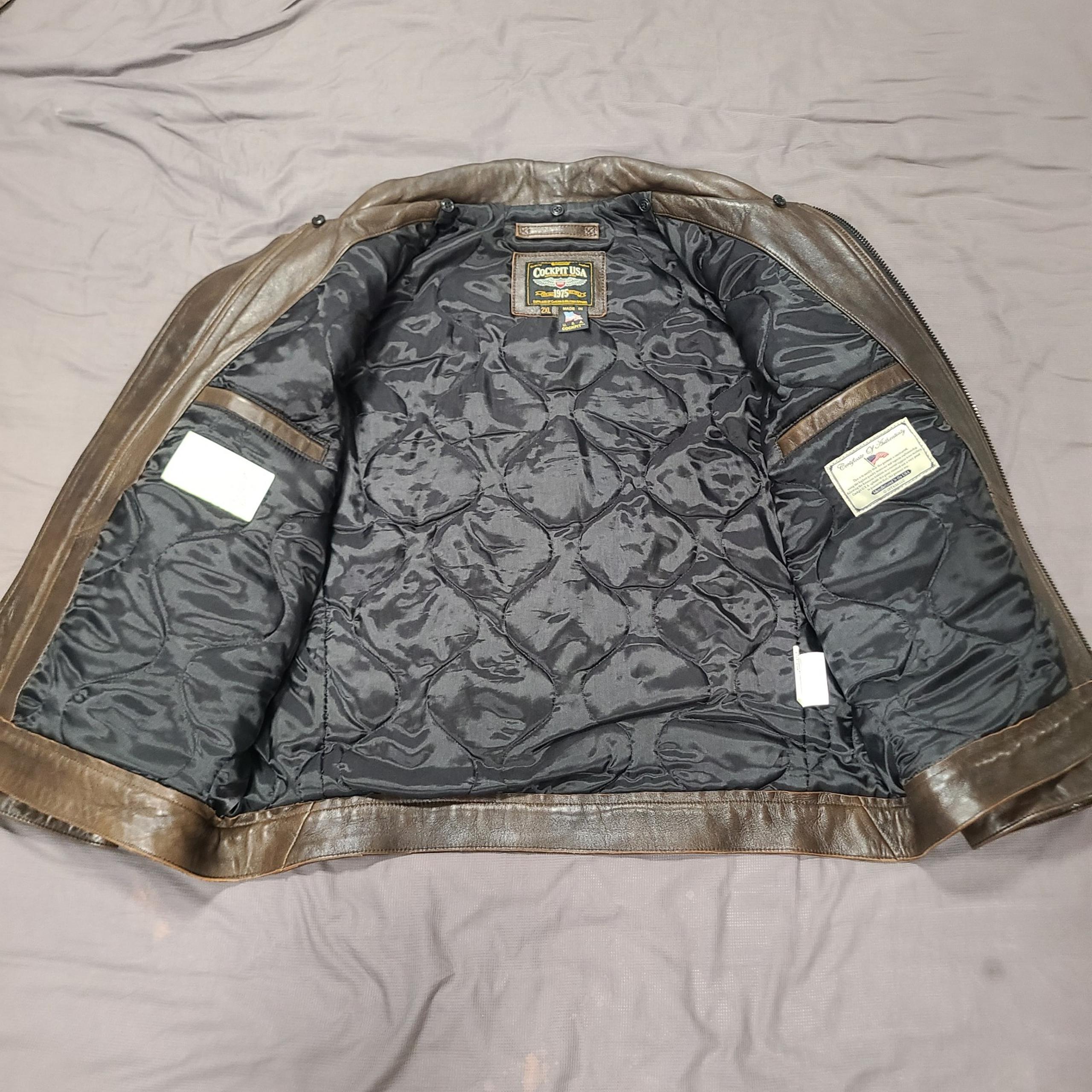 VTG COCKPIT USA G-1 BROWN LEATHER FLIGHT JACKET WITH REMOVABLE MOUTON FUR COLLAR