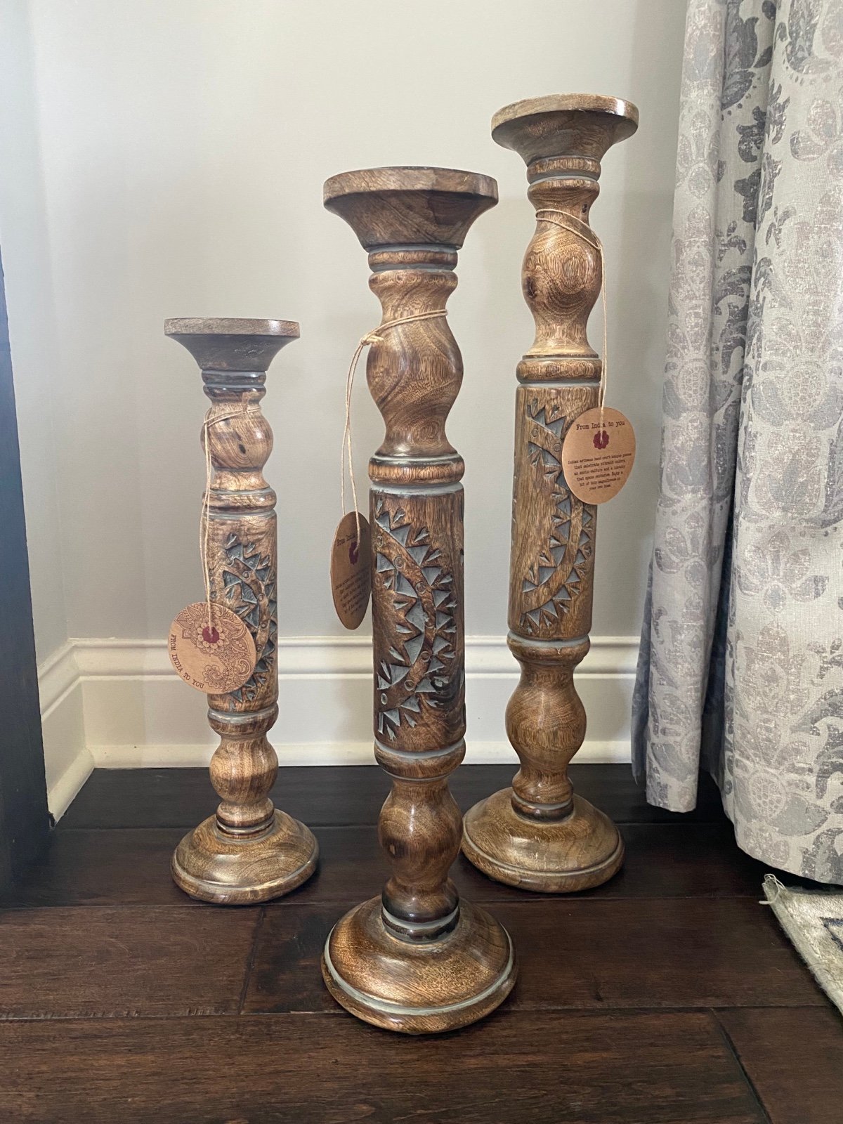 Set of three candle stick holders