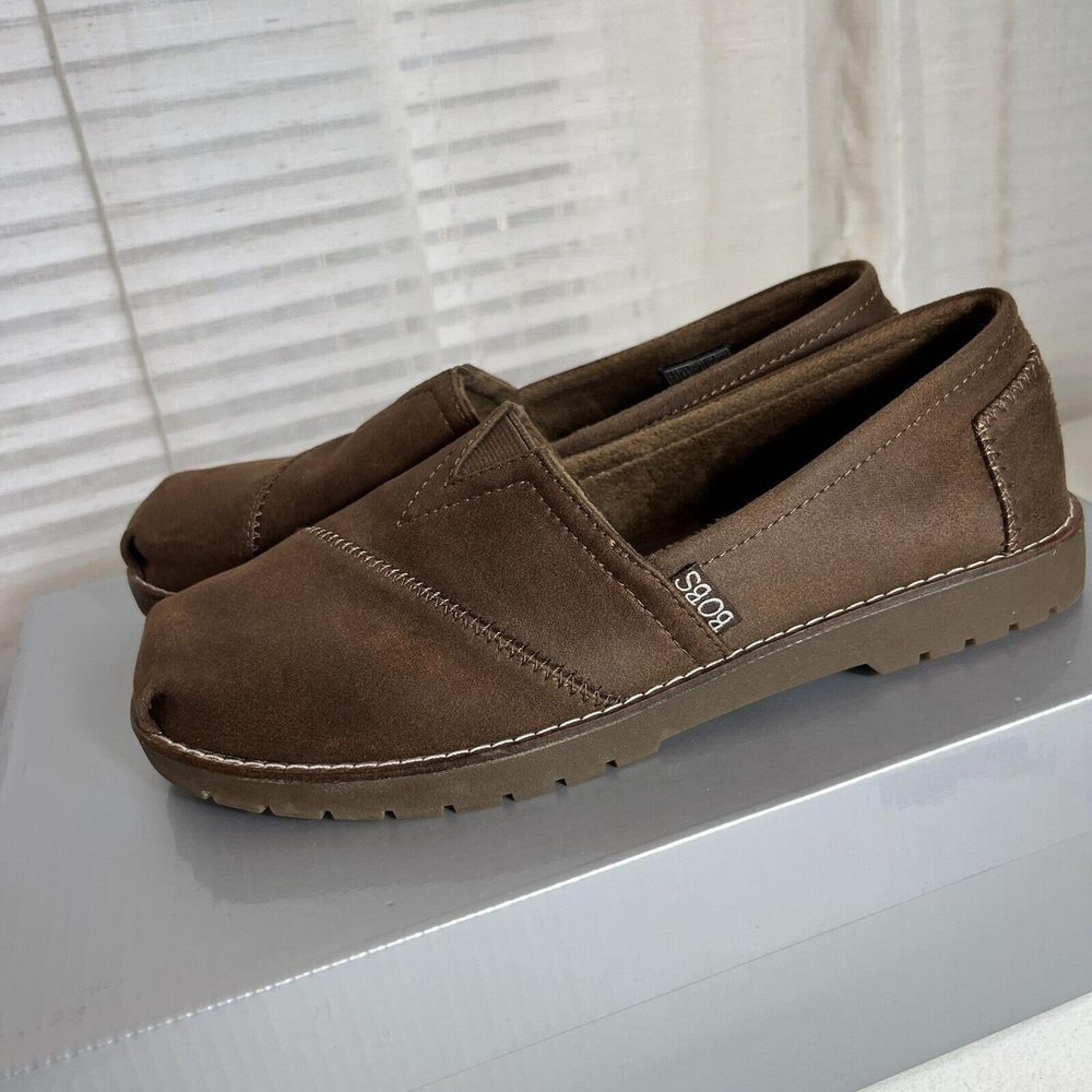 Skechers BOBS Chill Lugs Urban Spell Womens Size 7.5 Brown Vegan Loafers New!