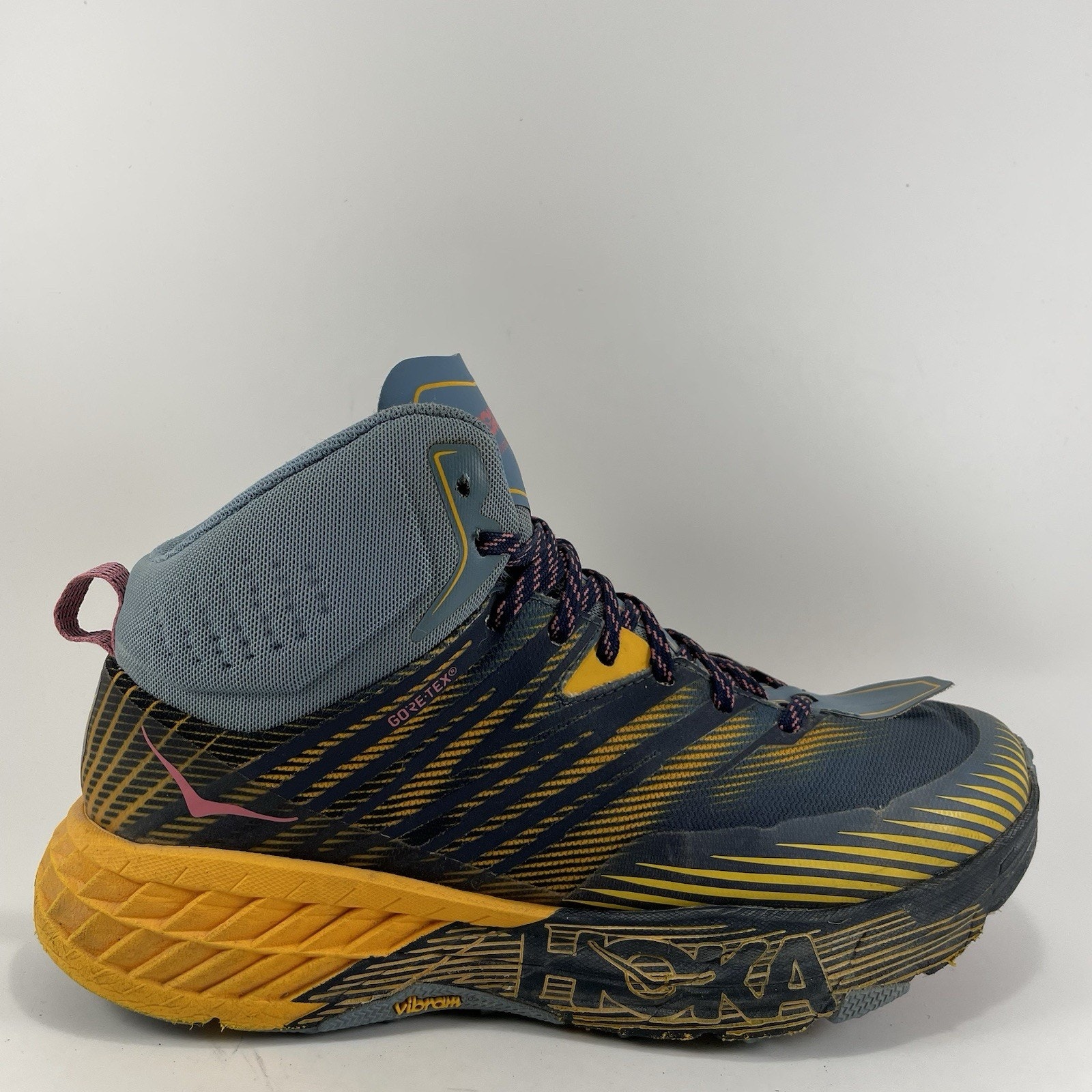 Hoka One One Speedgoat 2 Mid Hiking Shoes Womens Size 11 GTX Goretex Blue Orange