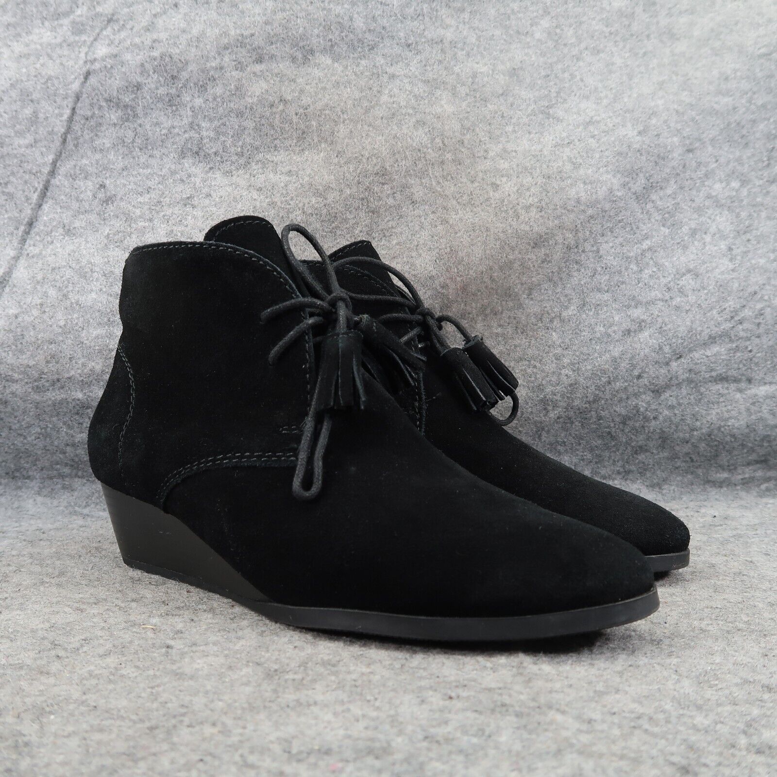 Crown Vintage Shoes Womens 9 Bootie Wedge Chukka Lace Up Fashion Leather Black