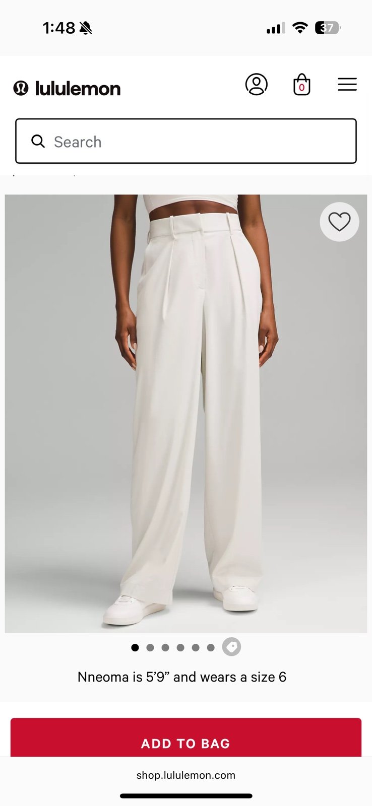 NWT Lululemon Lululemon Pleat-Front High-Rise Trouser size 8
