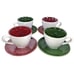 Starbucks 4 Demi Pearlescent Demitasse Cup & Saucesrs 2005 Red Green 3oz