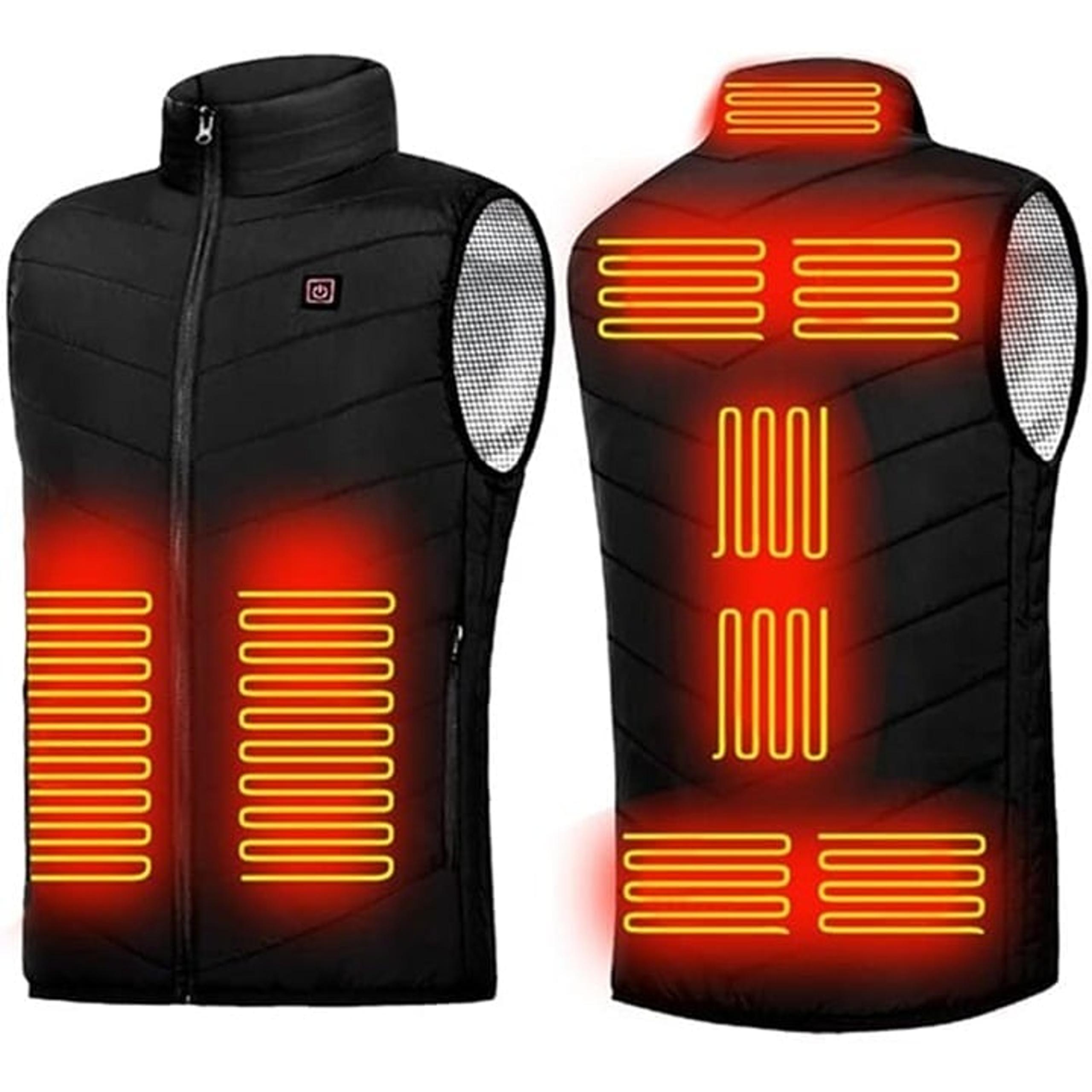 Unisex Polar Fleece Heated Vest - 9 Zones Black XL