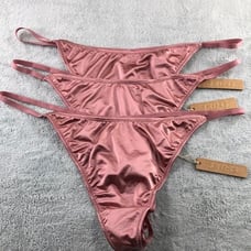 SKIMS Kim Kardasian 3 pairSatin Thin Line Thongs in Dahlila Size 3X New