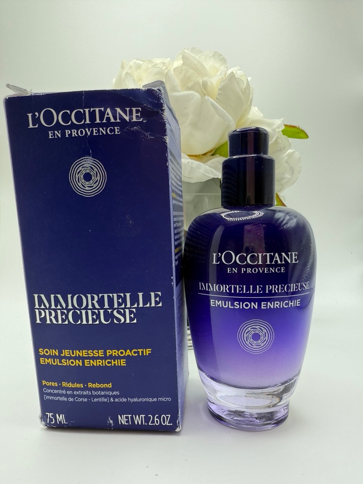 L'OCCITANE Immortelle Precious Enriched Emulsion 2.6 oz / 75ml Opened Box