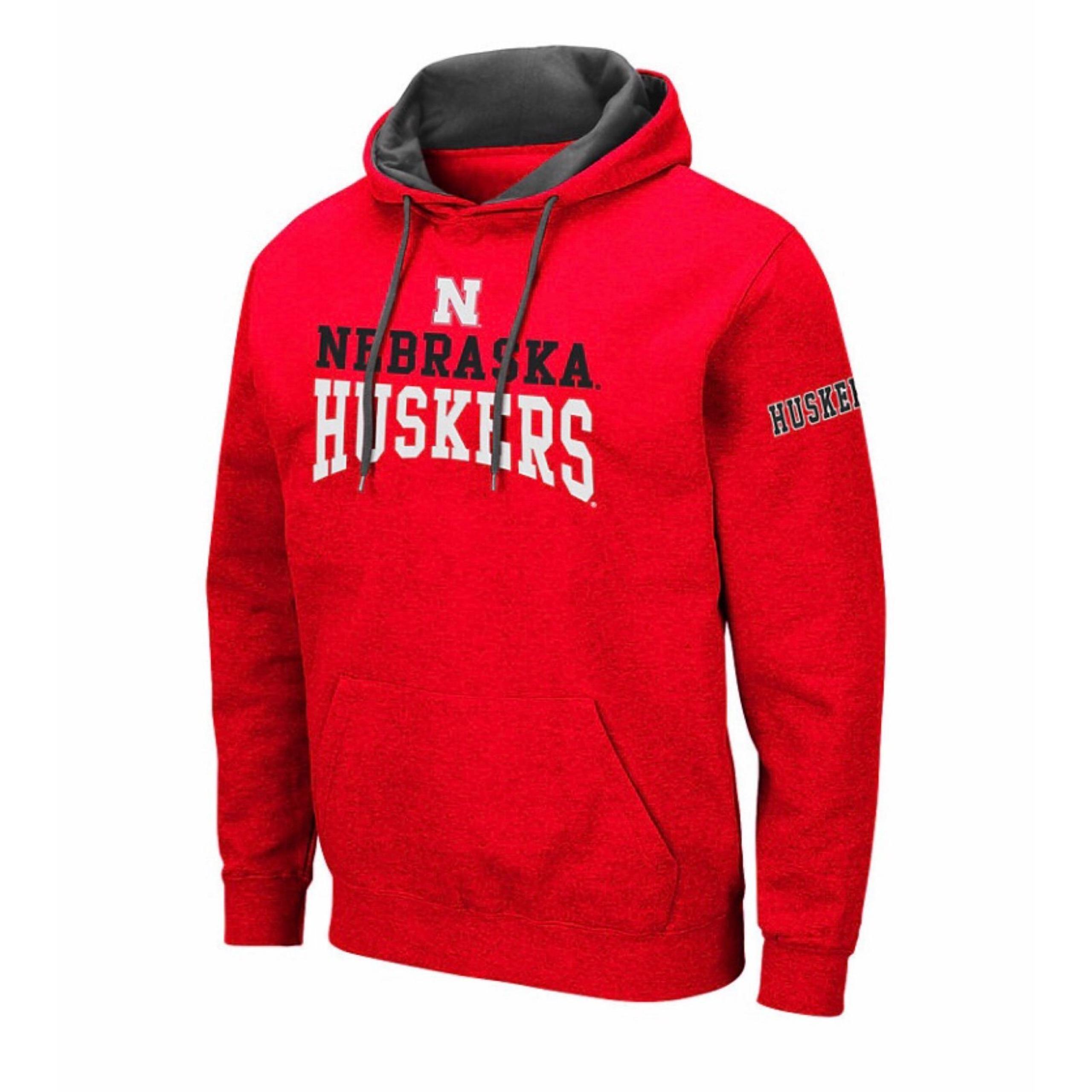 Nebraska Cornhuskers Hoodie Pullover Fleece Colosseum Red Black Mens Medium NEW