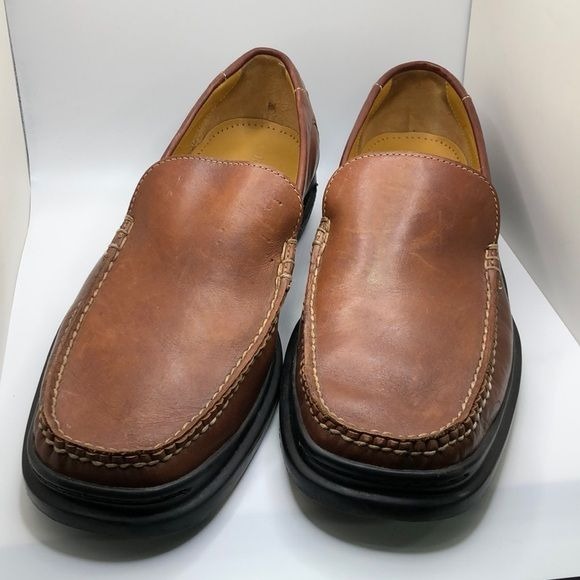 Cole Haan Size 10M Brown Loafer Dress Square Toe Low Top Slip Ons
