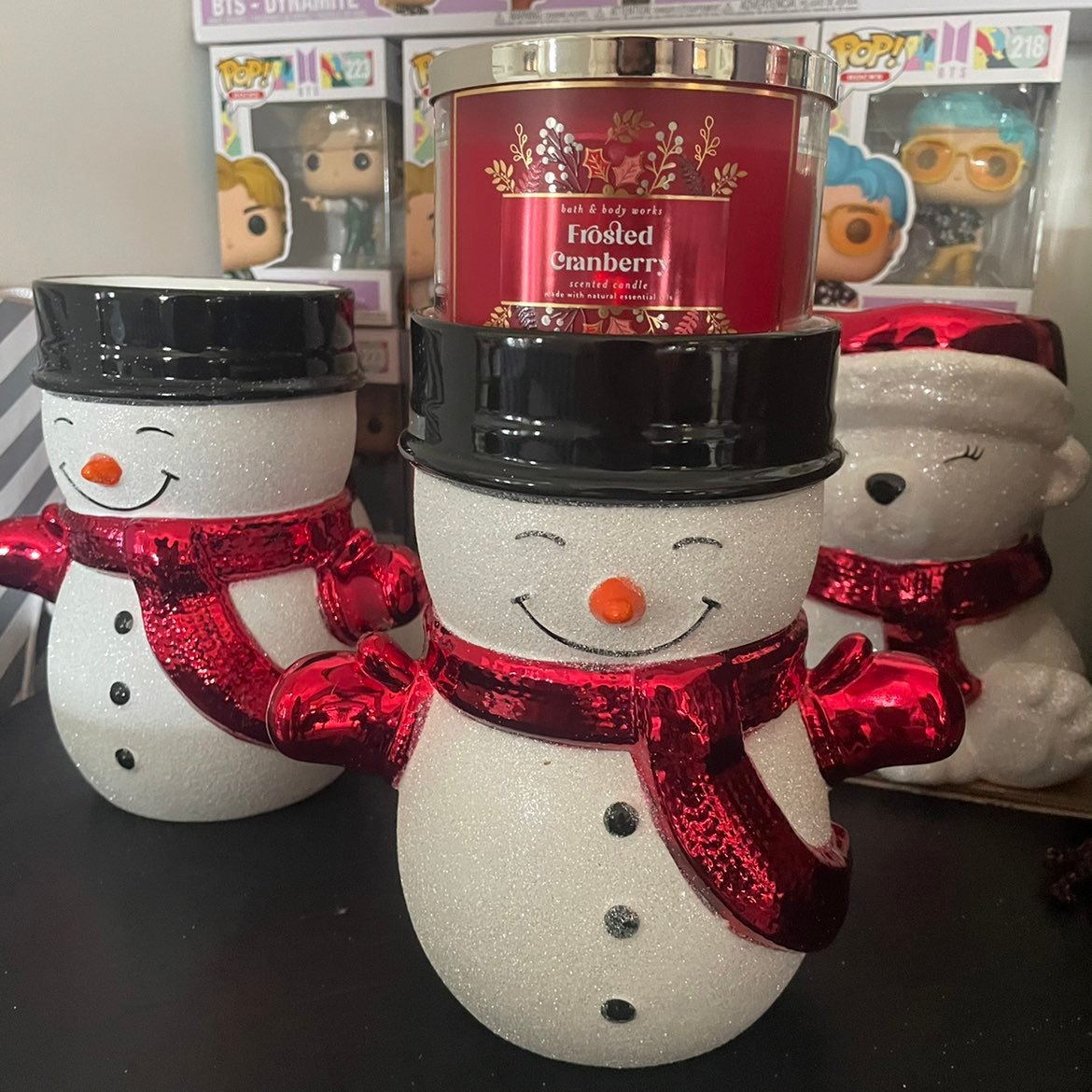 Bath & Body Works Snowman Pedestal 3Wick Candle Holder