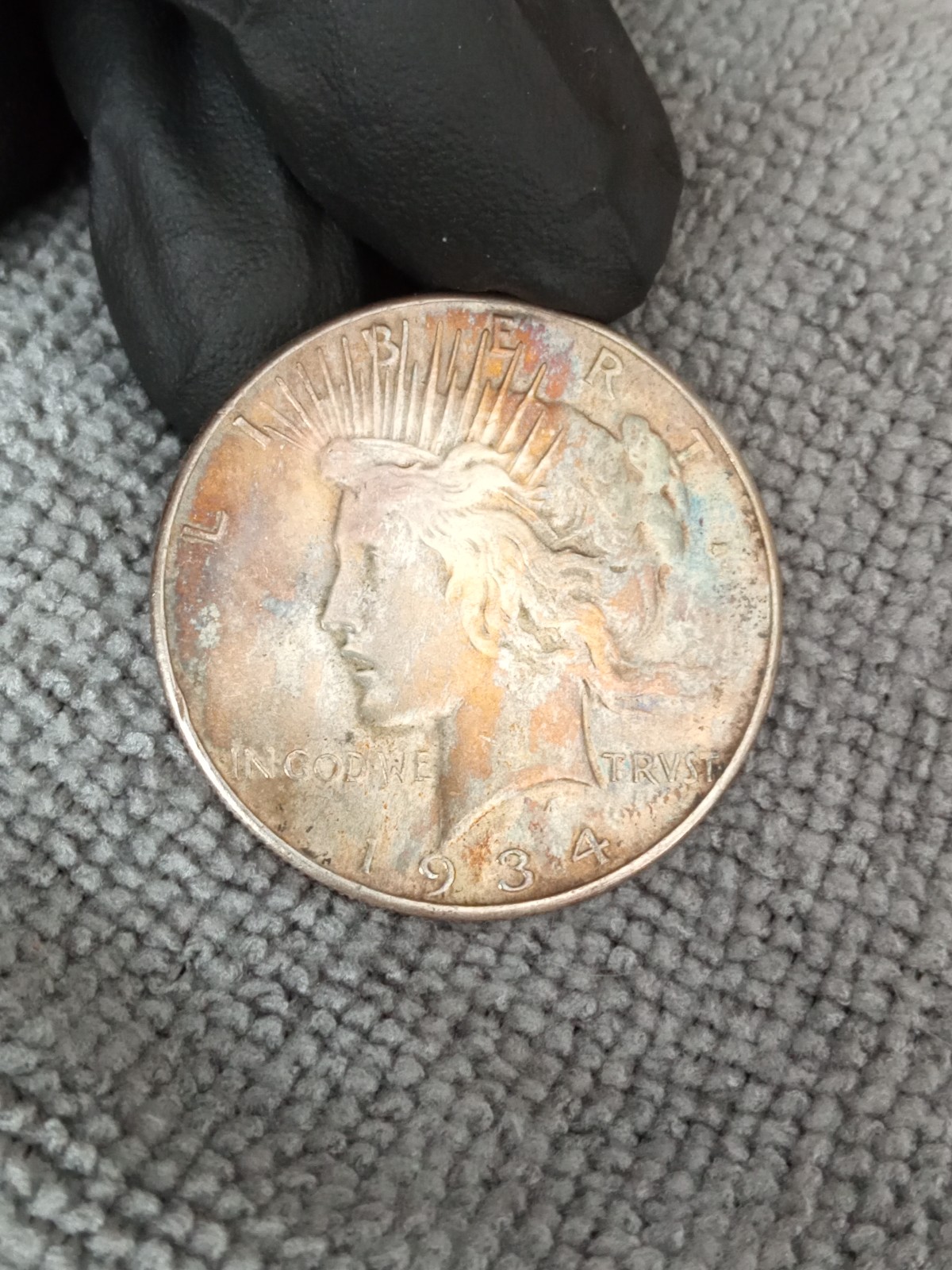 Dollar Peace silver coin 1934 toner color coins