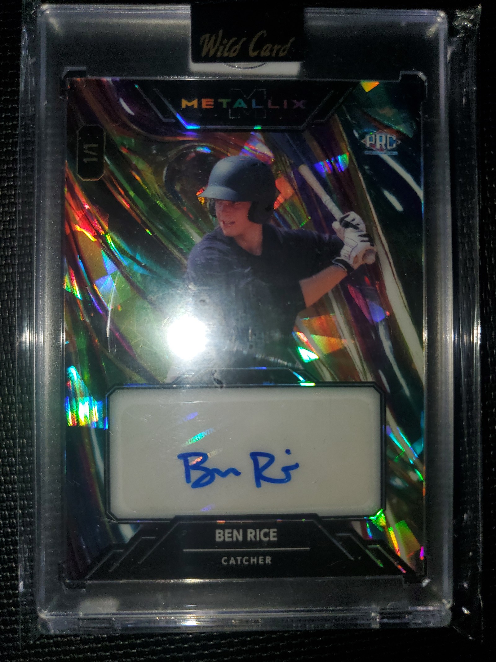 Ben Rice auto PRE ROOKIE CARD PRC 2024 WILDCARD METALLIX RAINBOW 1/1! MINT WOW!!