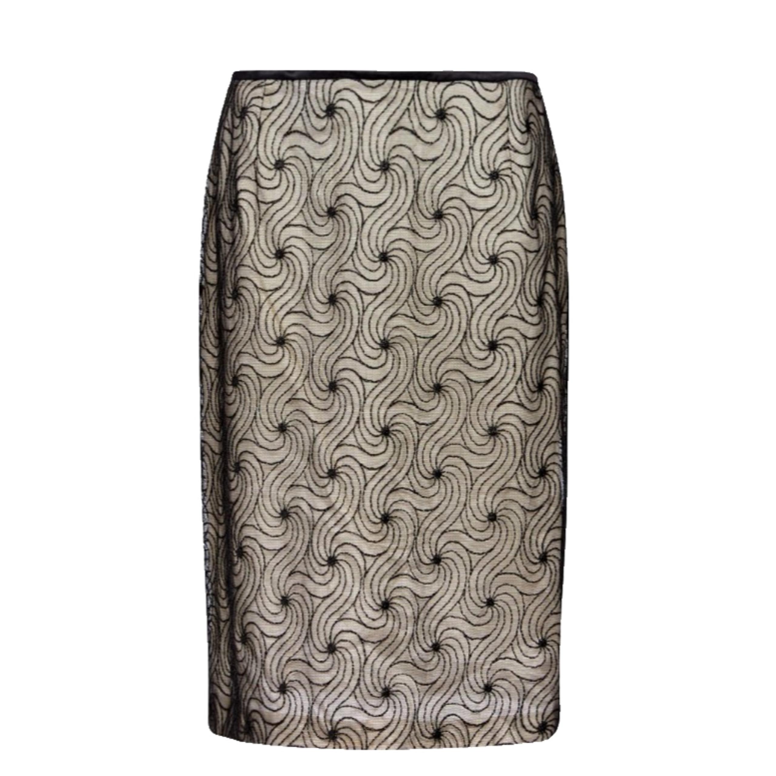 VTG 90s Y2K Max Mara Black Sheer Lace Whimsigoth Dark Fairy Swirl Metallic Skirt