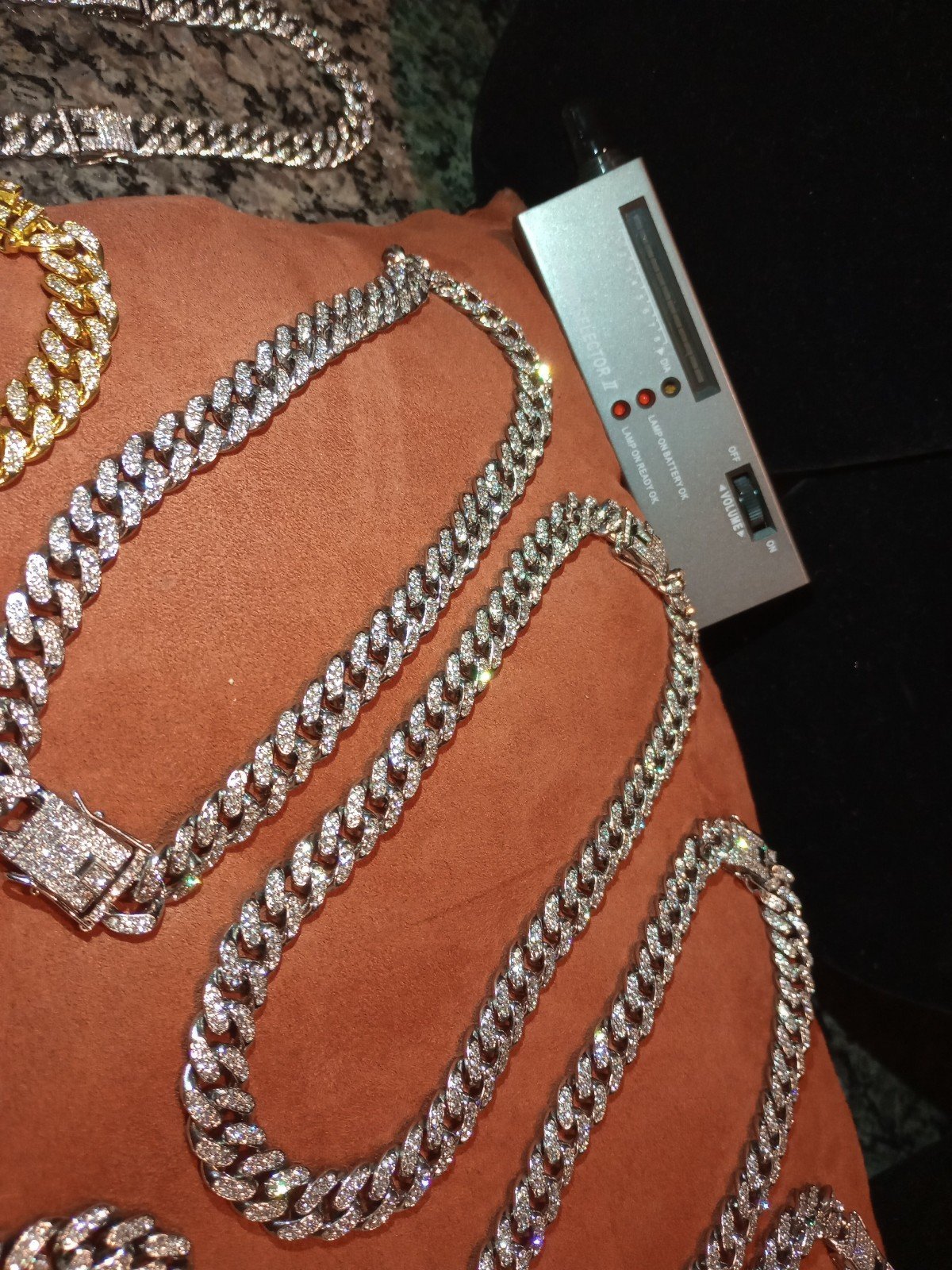 One 18 Short Chain Real Lab Diamonds & 4x's Gold Plated Waterproof, No Tarnish