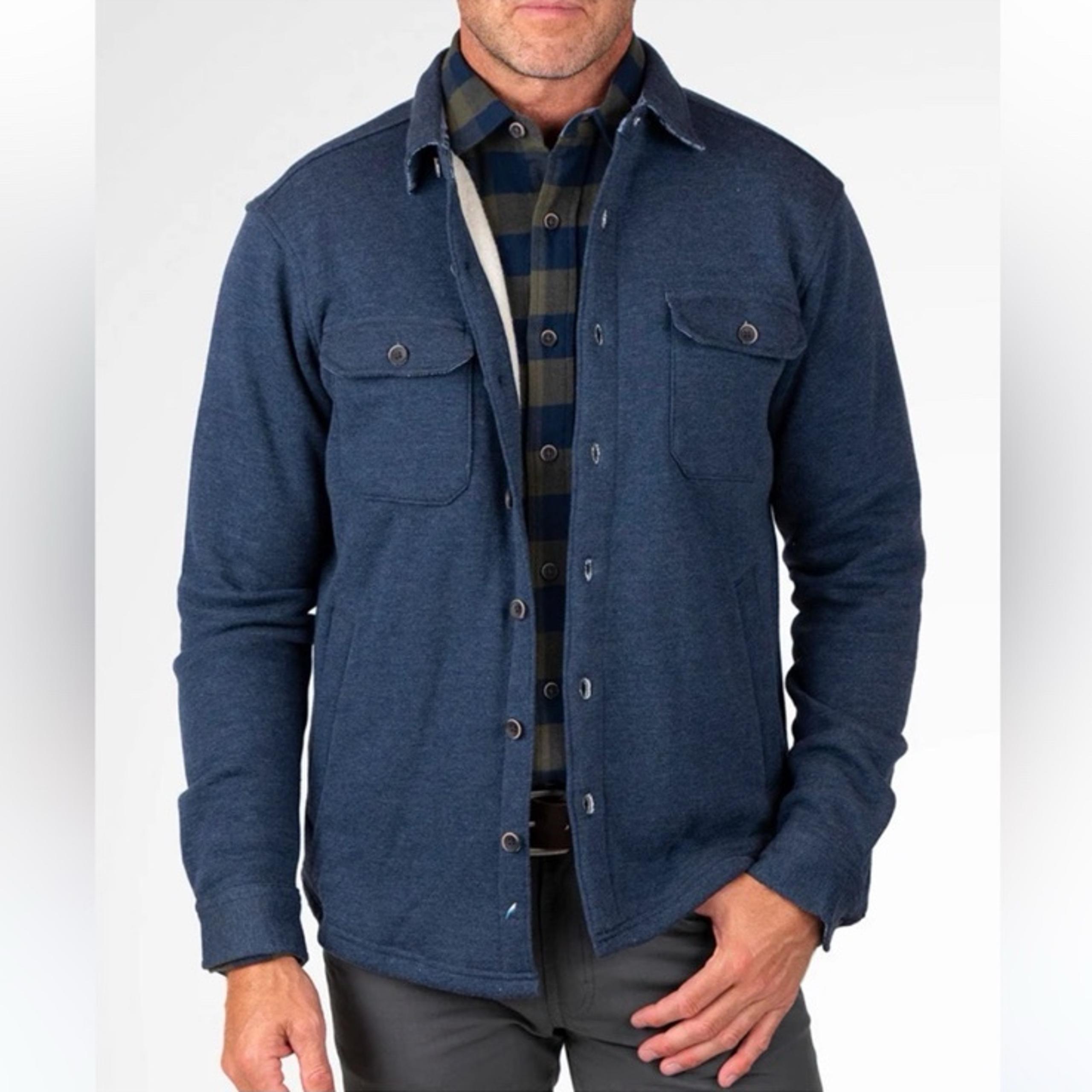 Taylor Vintage PUREtec cool® Sherpa Fleece Shirt Jacket in Navy Heather Sz S NWT