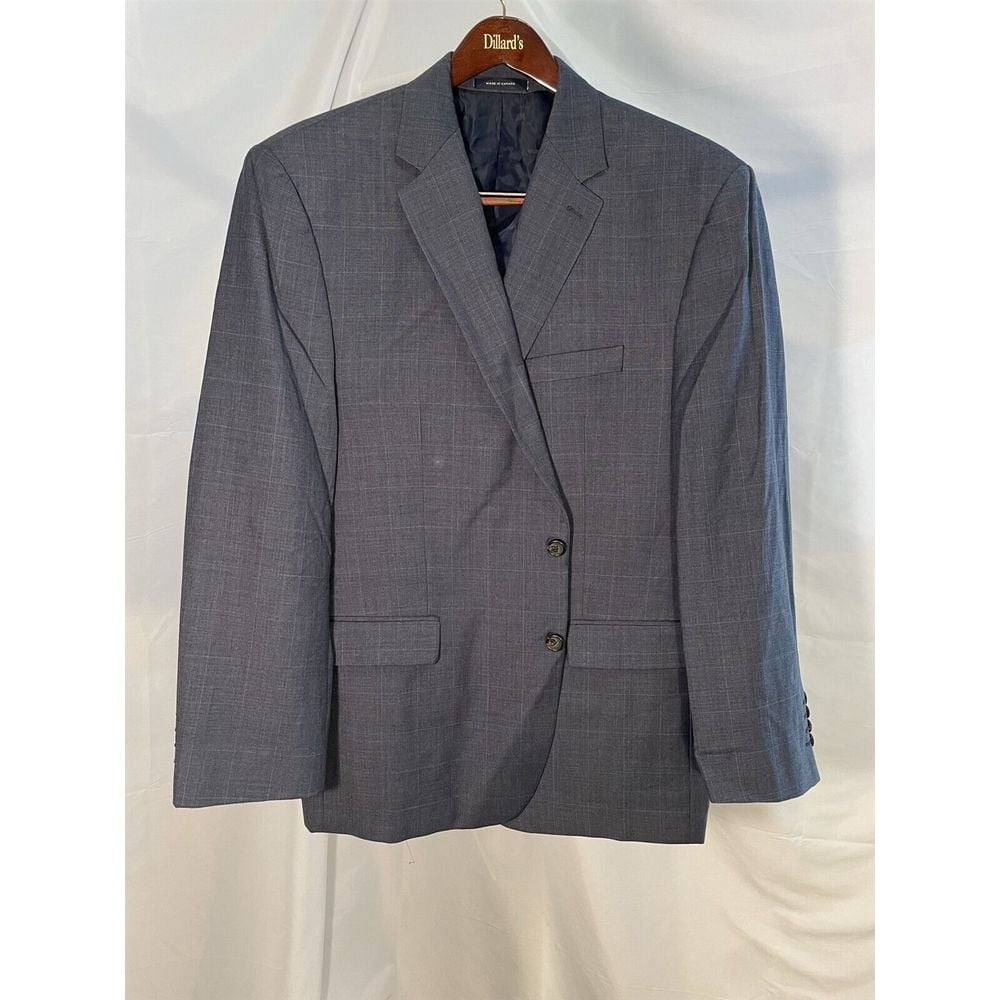 Ralph Ralph Lauren 48R Gray Subtle Windowpane 100% Wool 2 Btn Notched Blazer