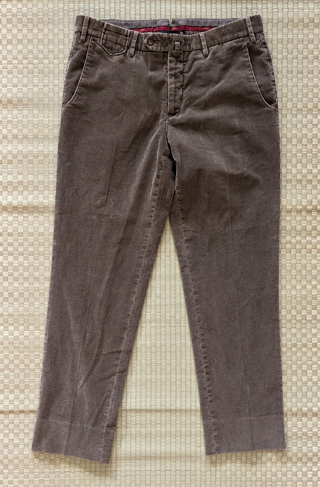 PT01 Corduroy Straight Leg Trousers Brown Men's Size IT 48 Made in Italy