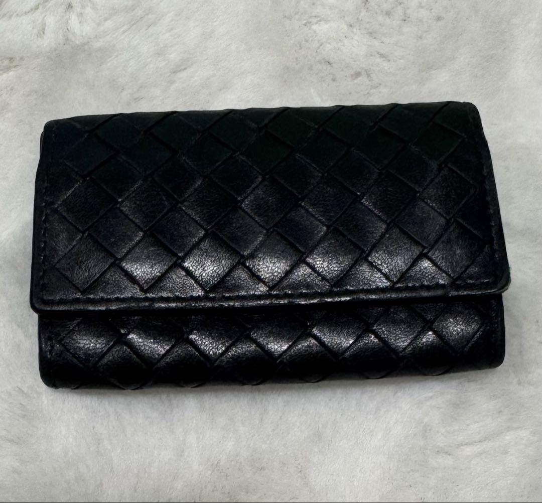 Bottega Veneta Card & Coin Case Intrecciato Black Men's Accessories