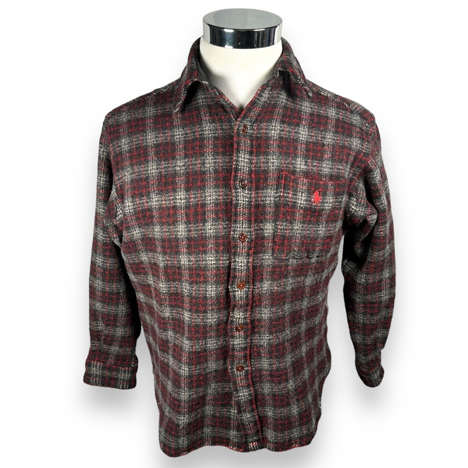 Vintage Polo Ralph Lauren Lowell Sport Tweed Shirt Mens XS Flannel Jacket Red