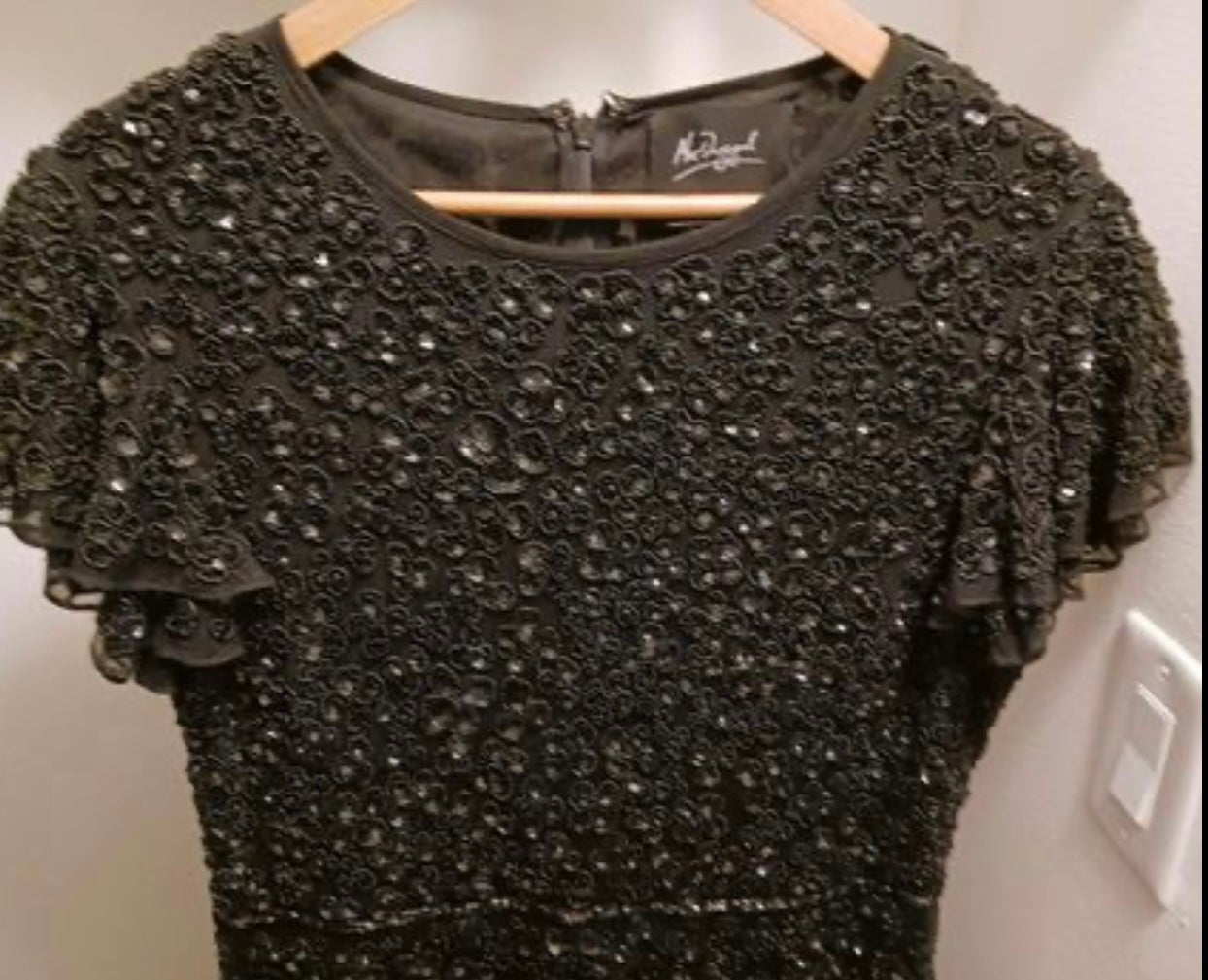 Novelty Floral Embroidery Sequin Column Gown