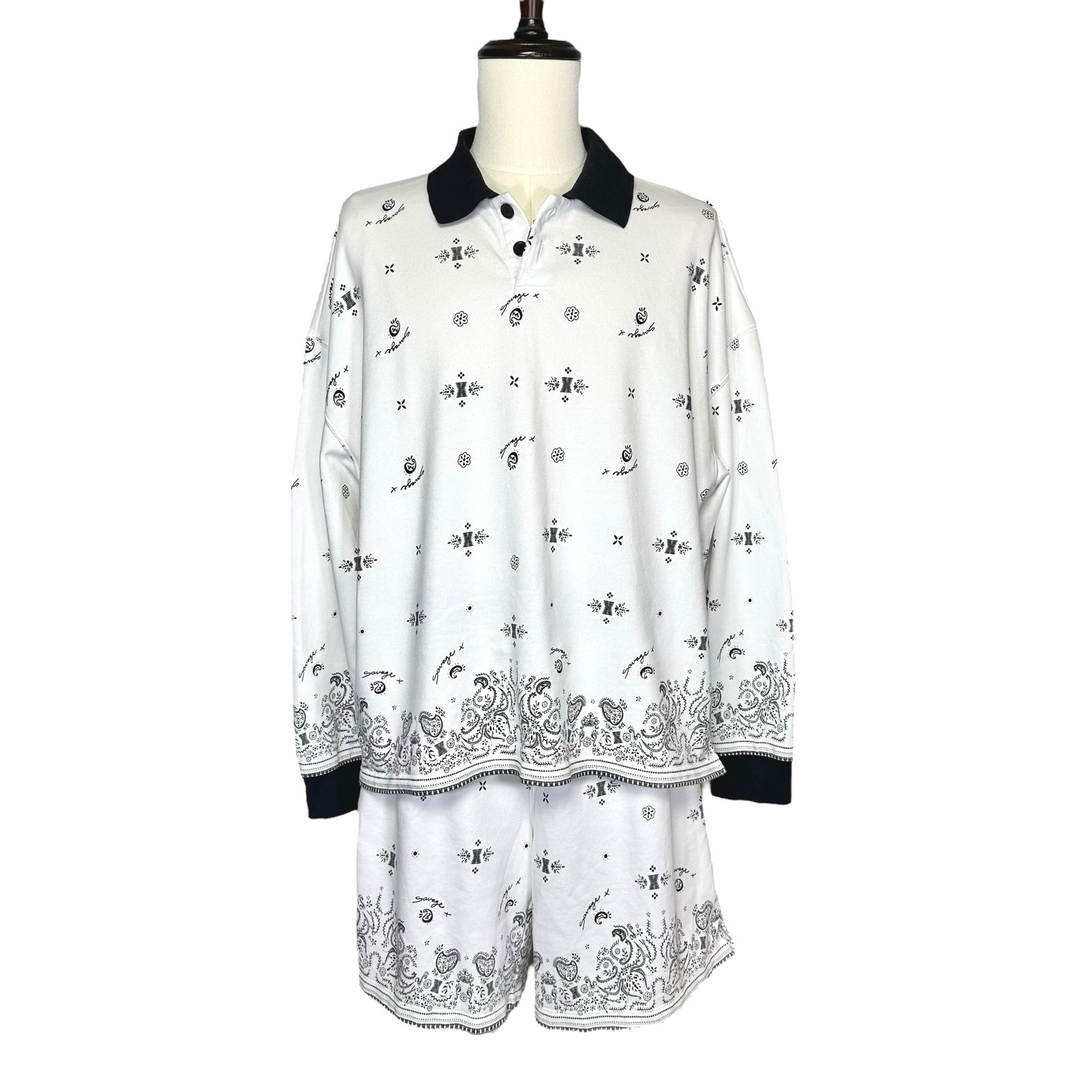 Savage x Fenty | Unisex | Essential Terry Lowkey Logo Shirt Short Set | M-L