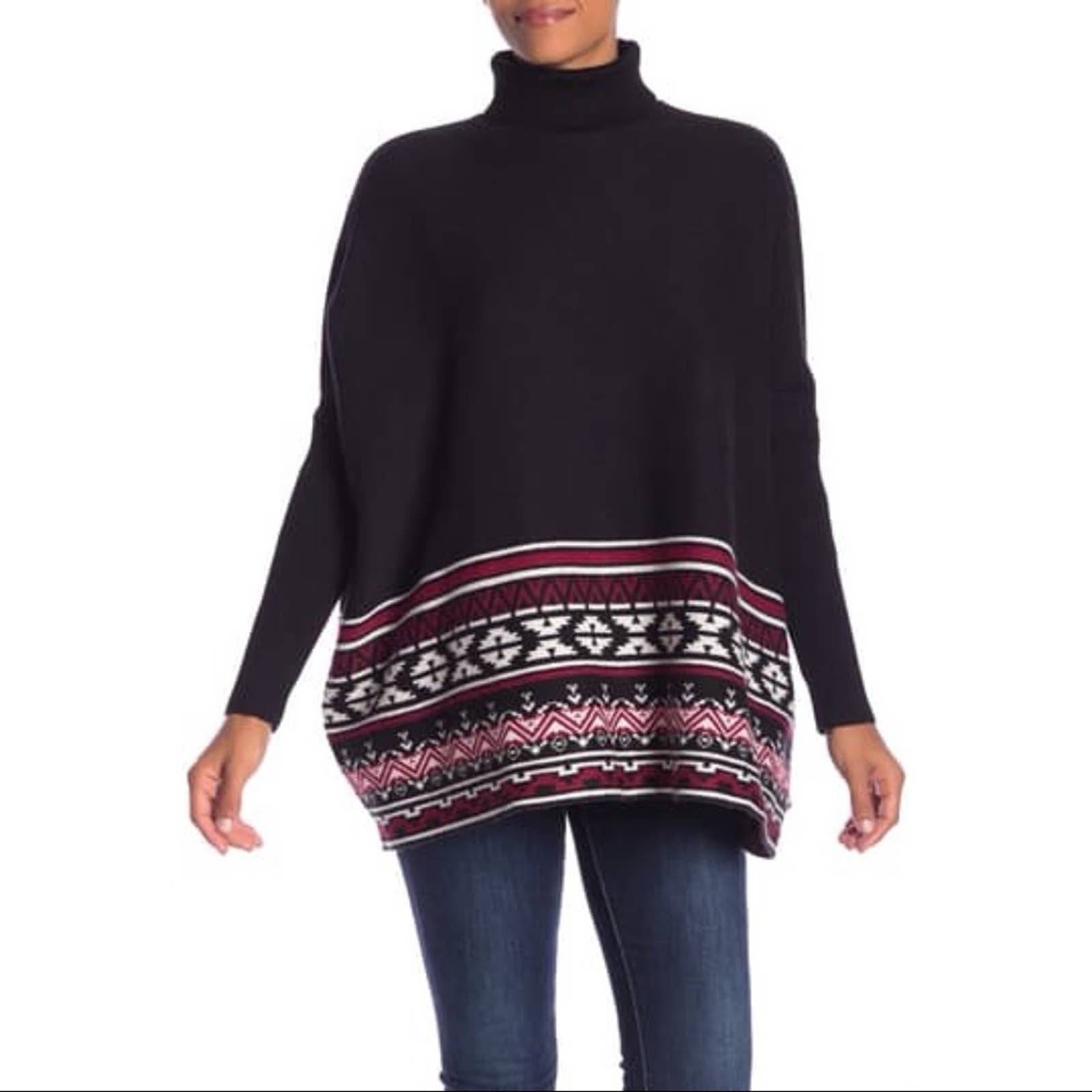 JOSEPH A. Patterned Turtleneck Poncho