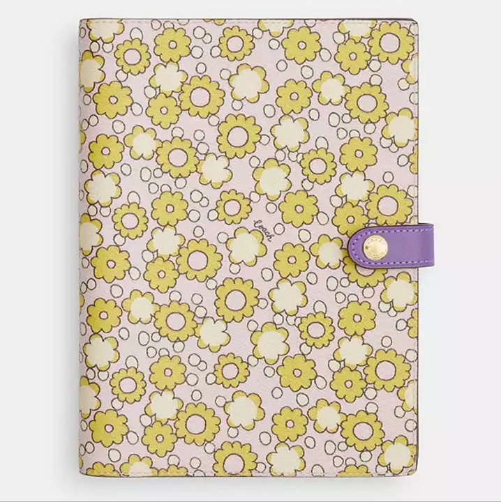 Coach Notebook With Floral Print (Lilac/Yellow)