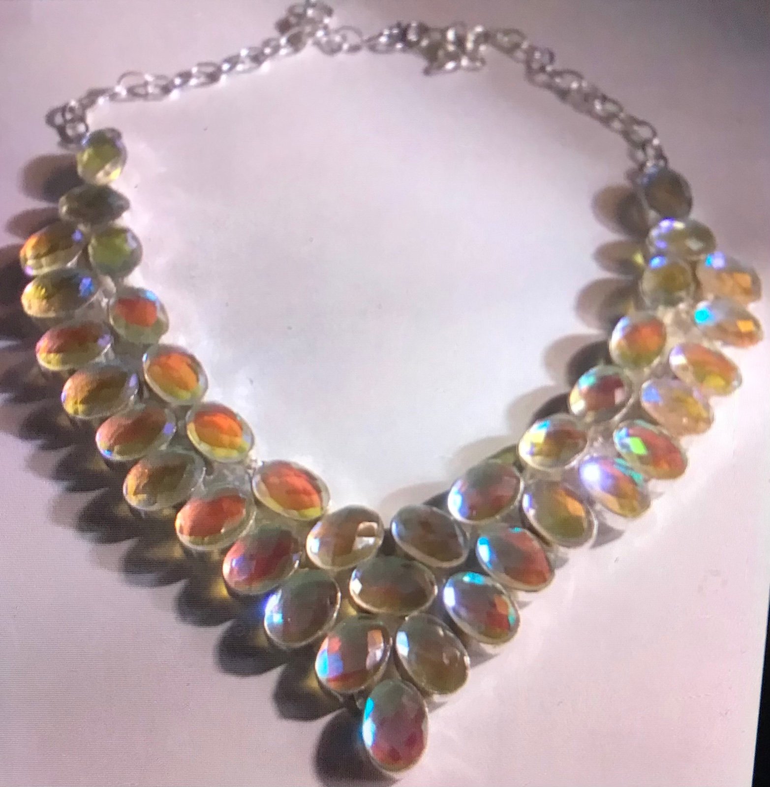 Rainbow Fire Topaz 925 Sterling Silver Necklace