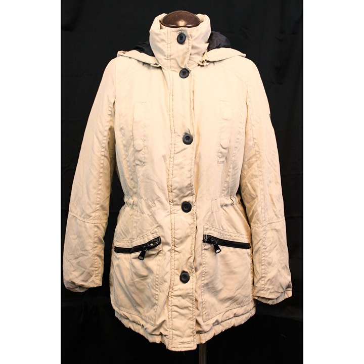 Urban Republic Men's Winter Coat Sm Solid Beige High Neck Hood Adjust Waist Hood