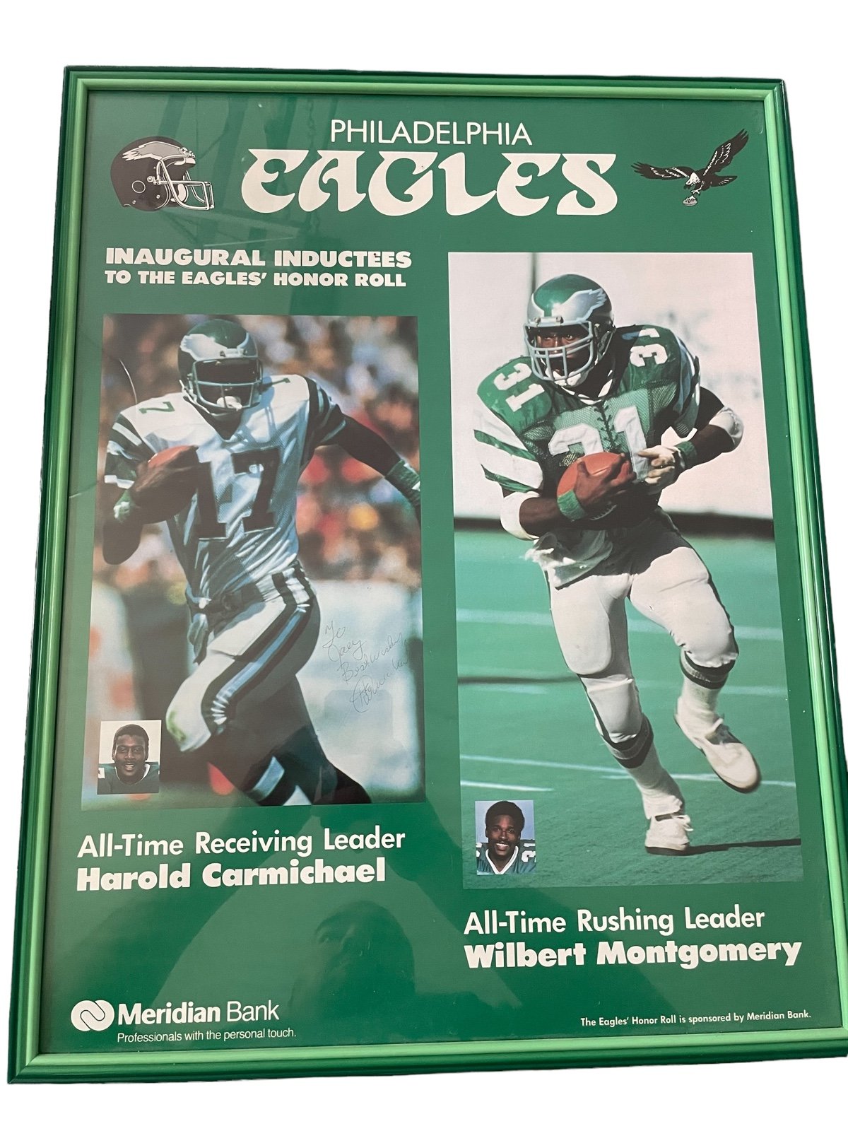 Custom Framed Philadelphia Eagles Harold Carmichael Signed Poster - HOF 18 X 23
