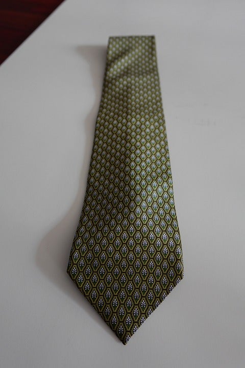 Ermenegildo Zegna Italian Silk Tie Geometric Green