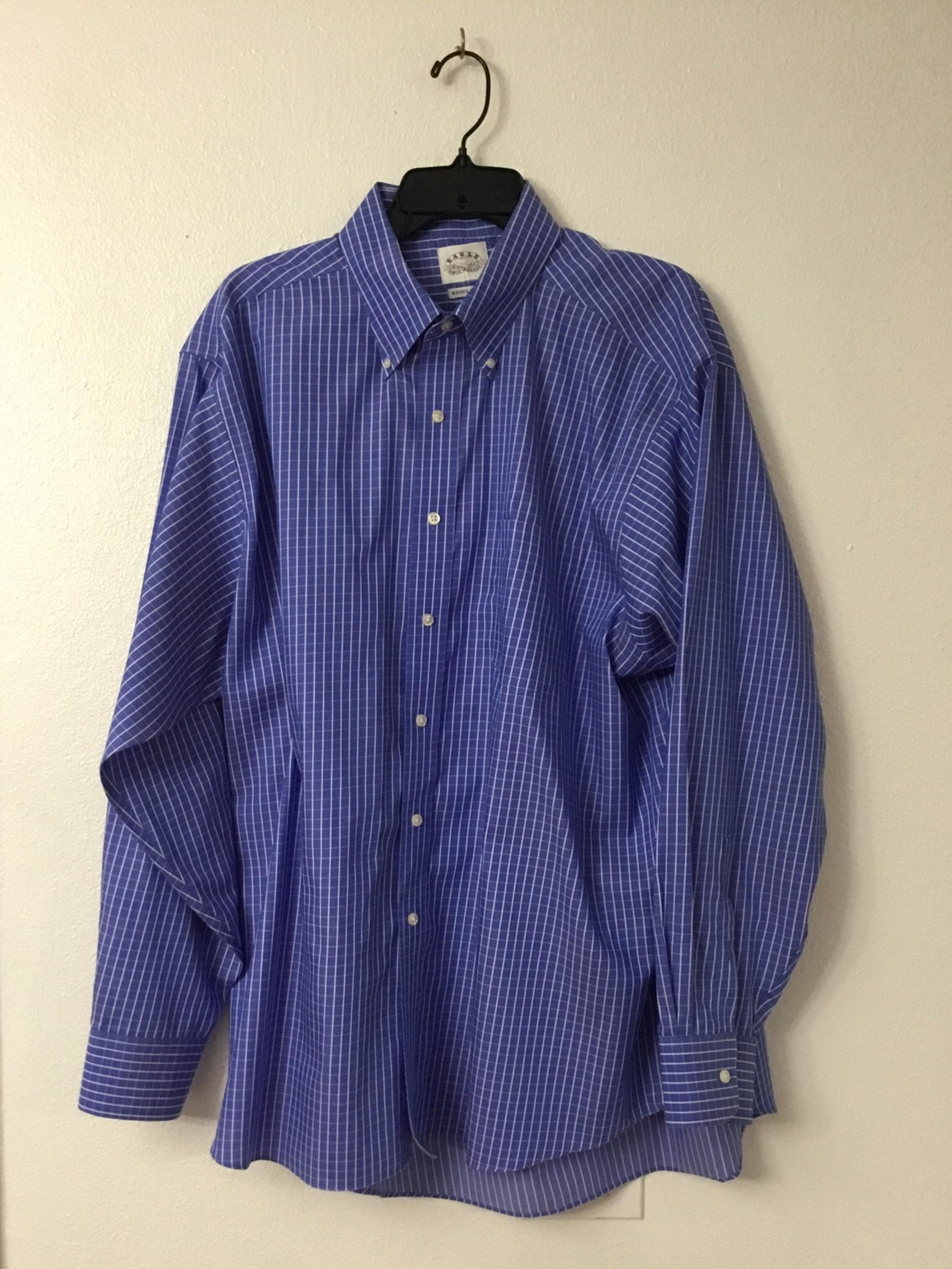 Eagle Men’s Blue Plaid Regular Fit Long Sleeve Shirt Size XXL