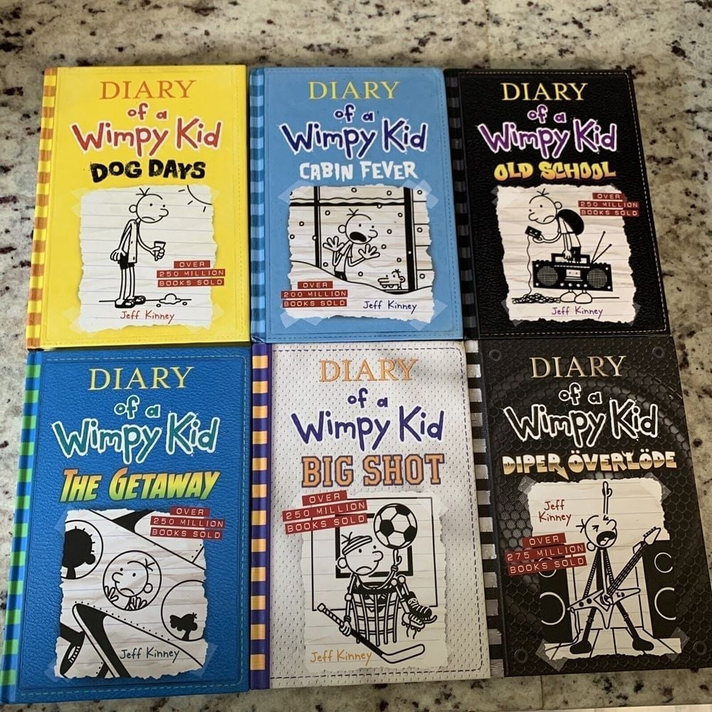 Diary Of A Wimpy Kid Lot Books 4, 6, 10, 12, 16, 17.