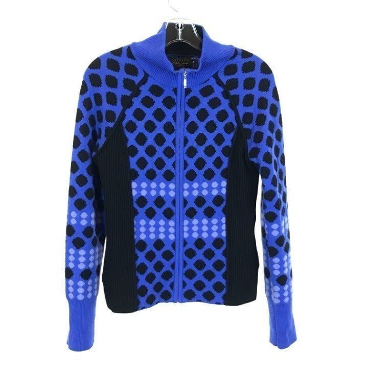 Womens Size Small Icelandic Design Geometric Pure Merino Wool Full Zip Sweater