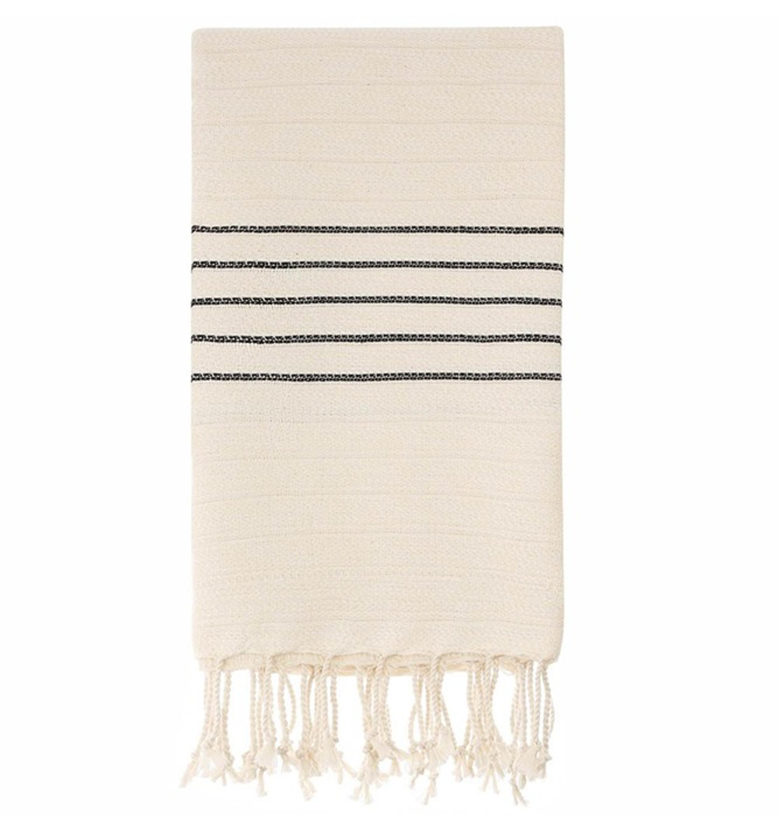 Bamboo & Turkish Cotton Beach Bath Towel - Black Stripes - Citizens of the Beach