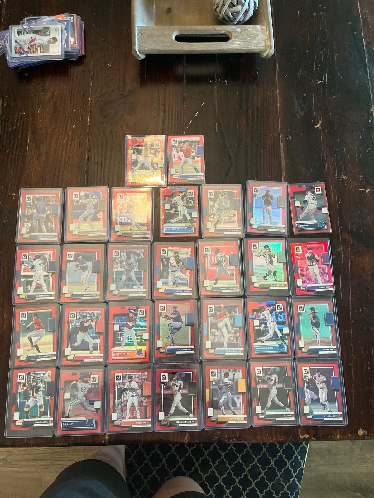 A lot of Don Russ, baseball cards, shiny red