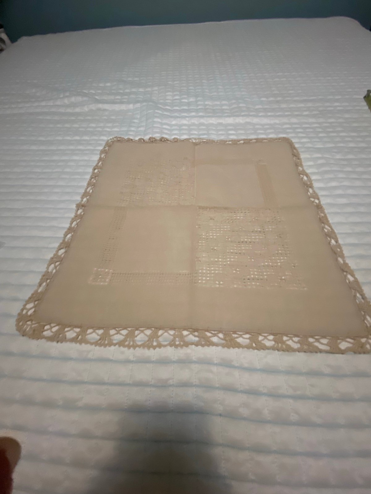 Handmade 20 x 20 table cover beige two available