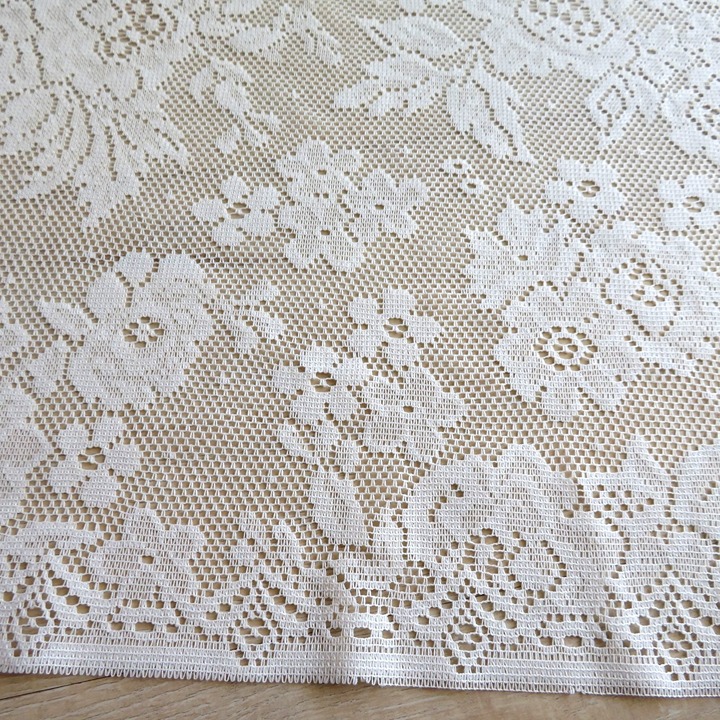Vintage Sheer White Lace Curtain Panels 80 Inches Long Pair of 2 Floral USA Made