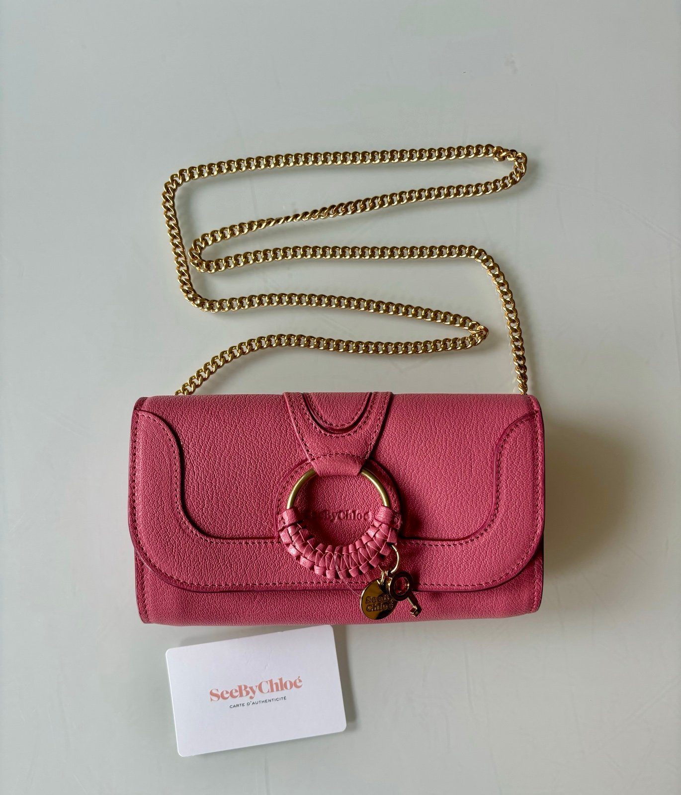 NEW See by Chloé Leather Hana Continental Wallet on Gold Chain 385.00