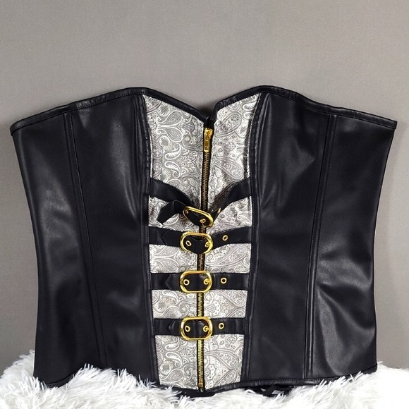 Charmian Women's Spiral Steel Boned Steampunk Gothic Bustier Corset, Size 6XL