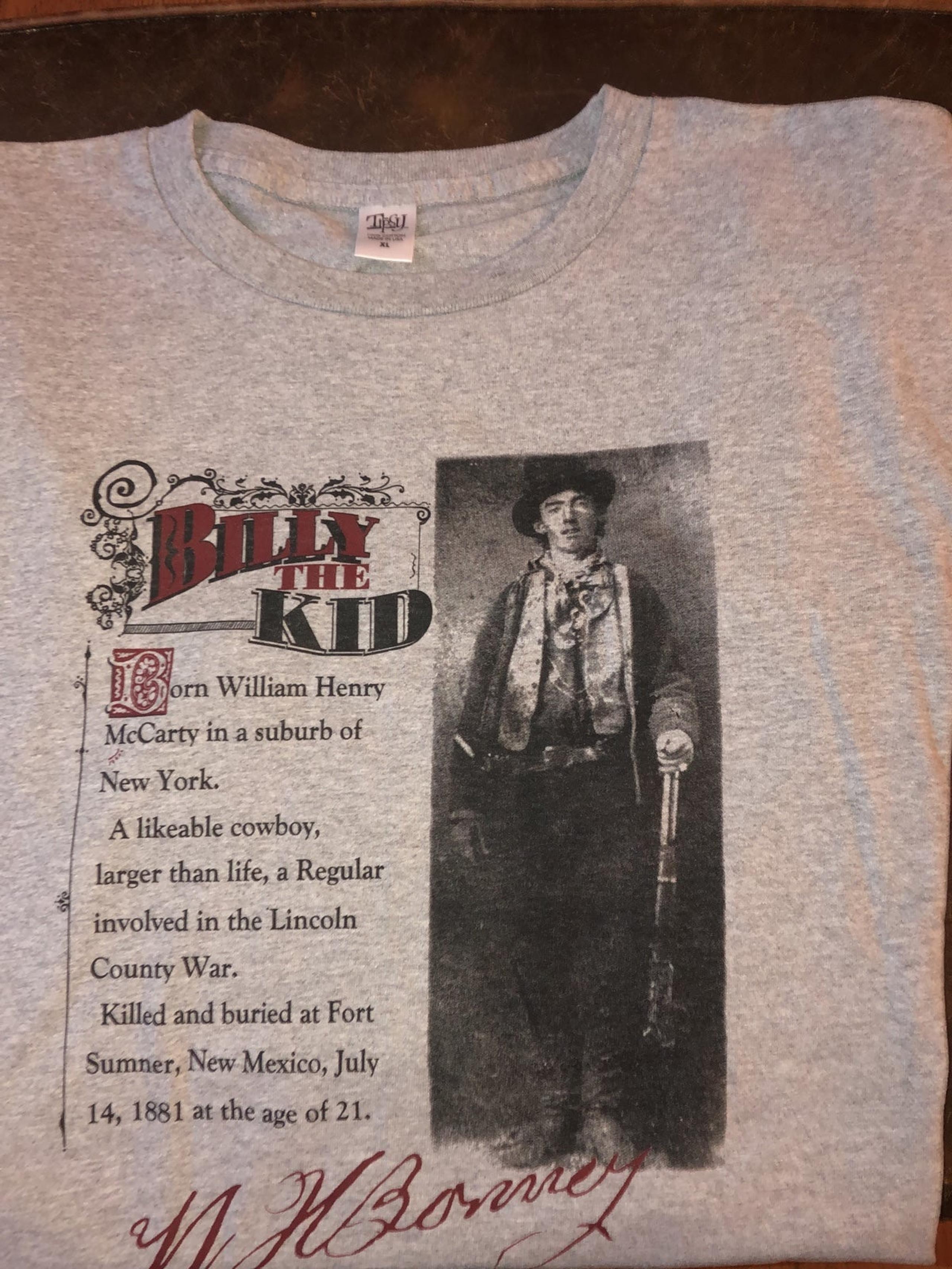 Billy the Kid XL Mens T, by Tipsy in U.S.A.