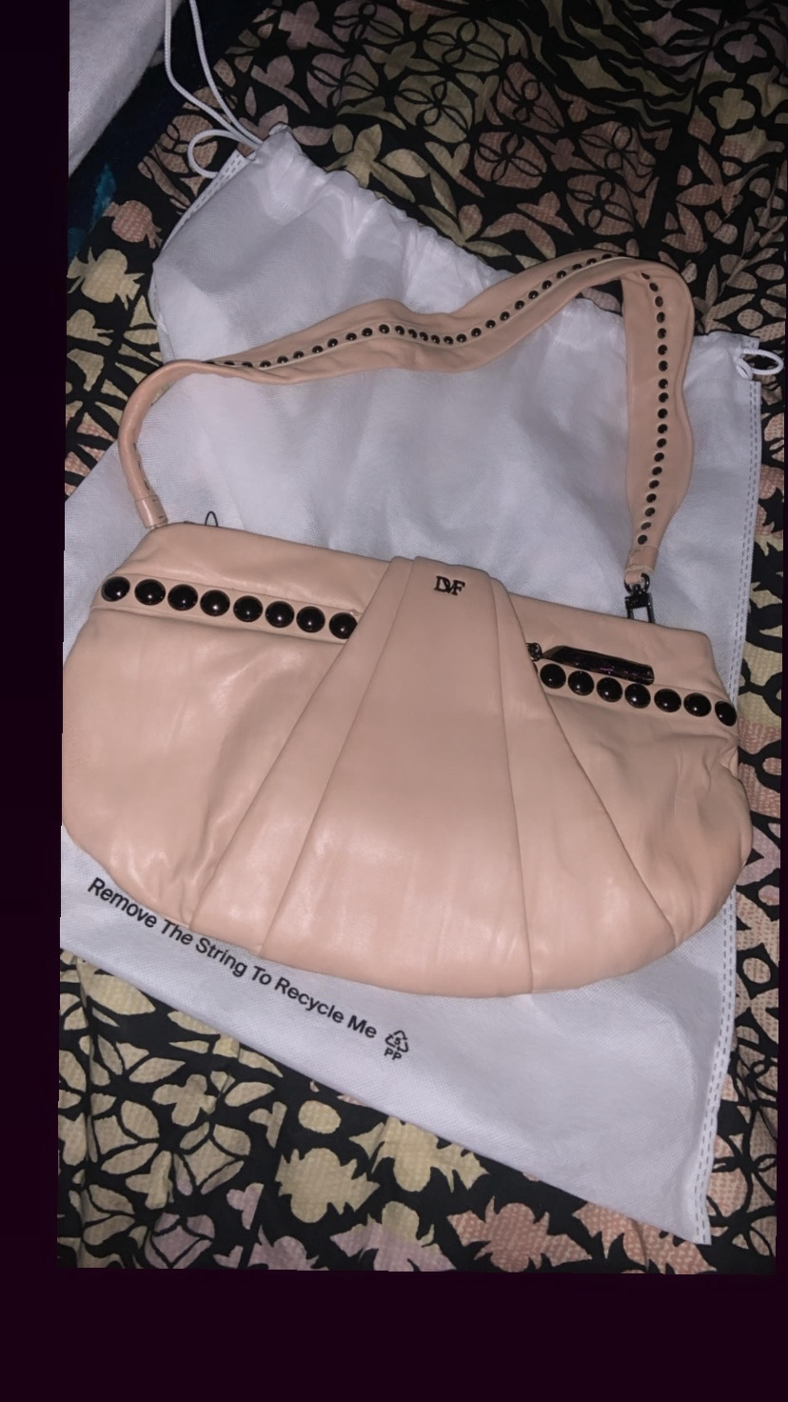 diane von furstenberg buttery tan leather studded purse