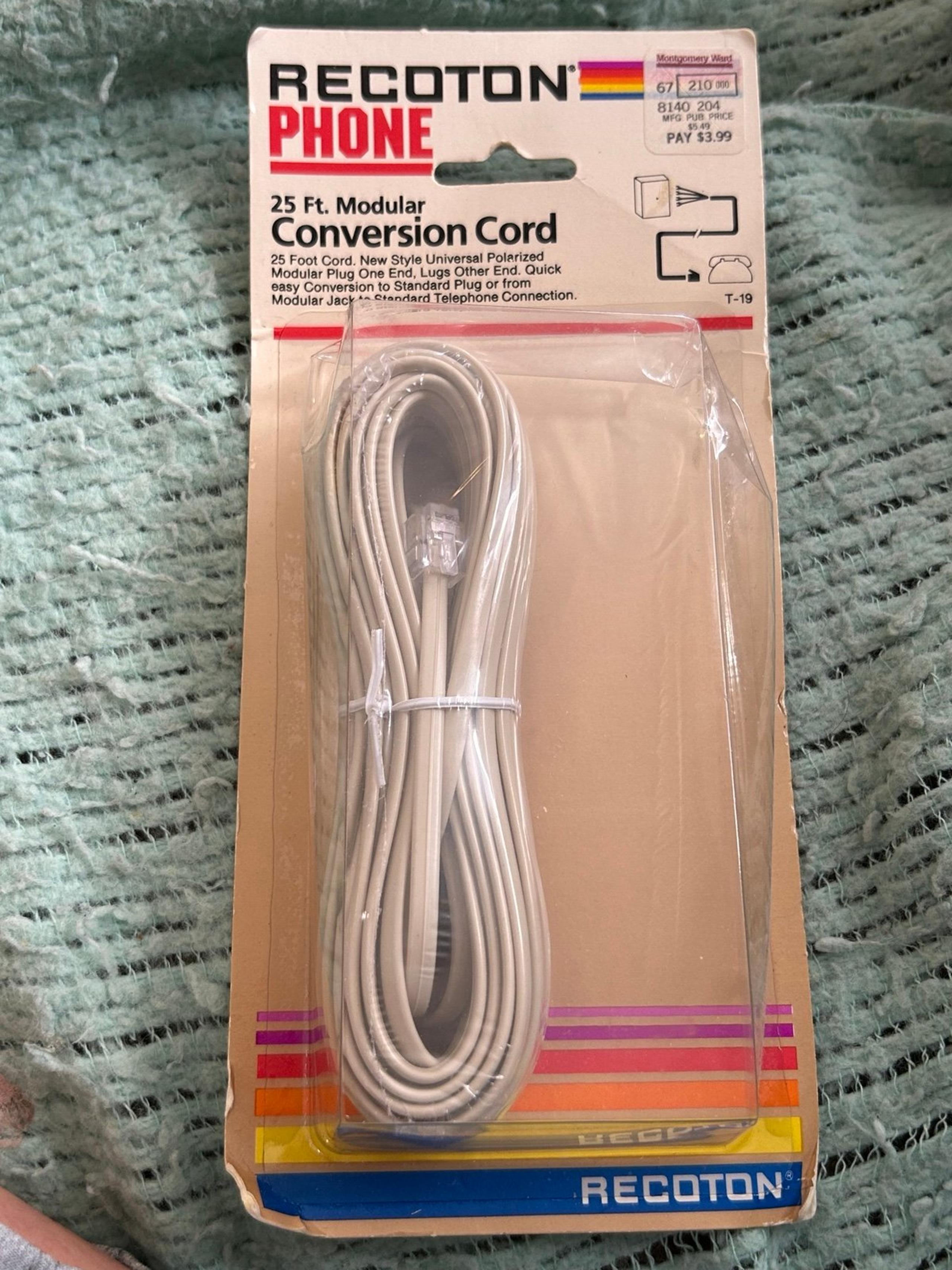 Recoton Phone 25ft Modular Conversion Cord
