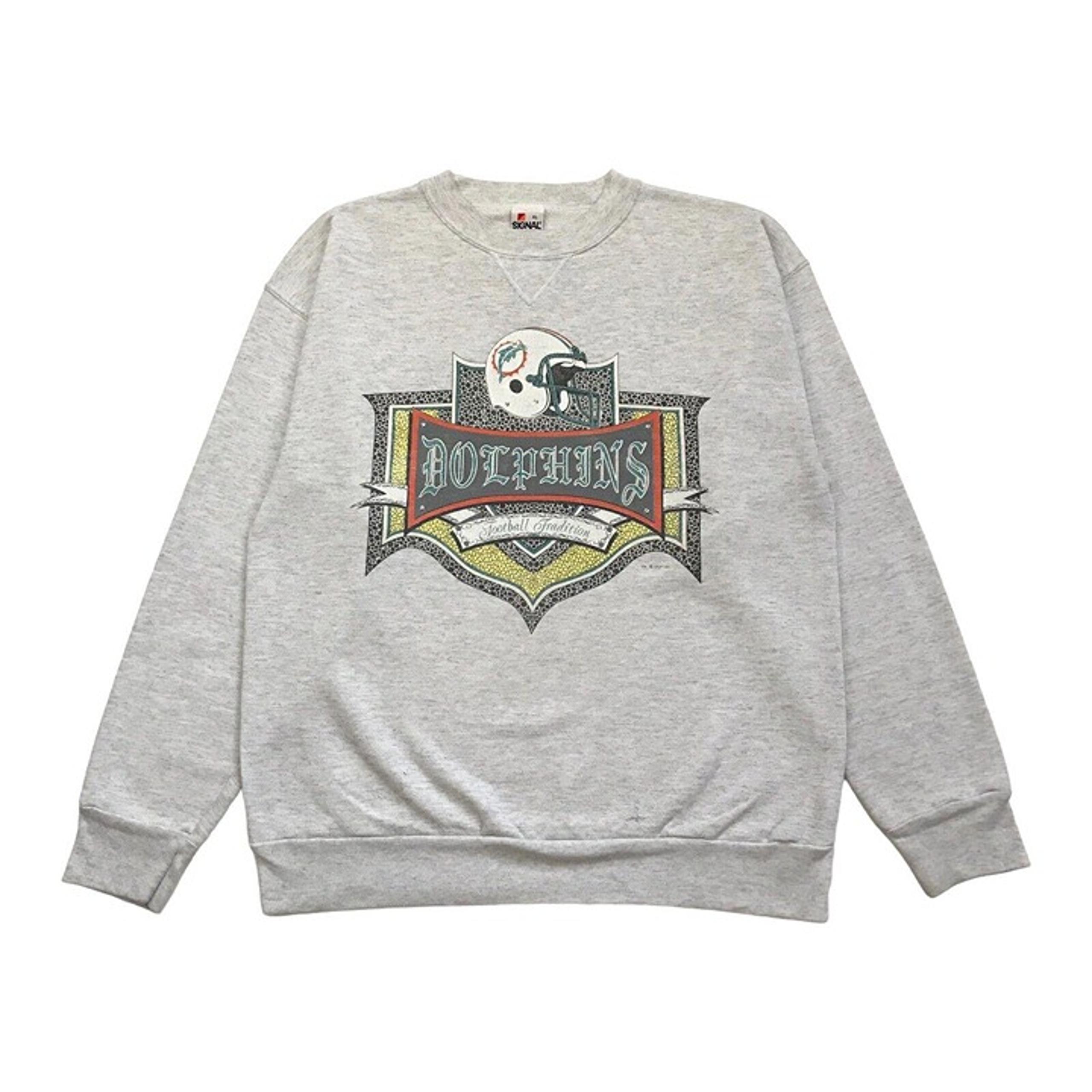VINTAGE MIAMI DOLPHINS SWEATSHIRT XL MENS GRAY CREWNECK PULLOVER TYREEK MARINO