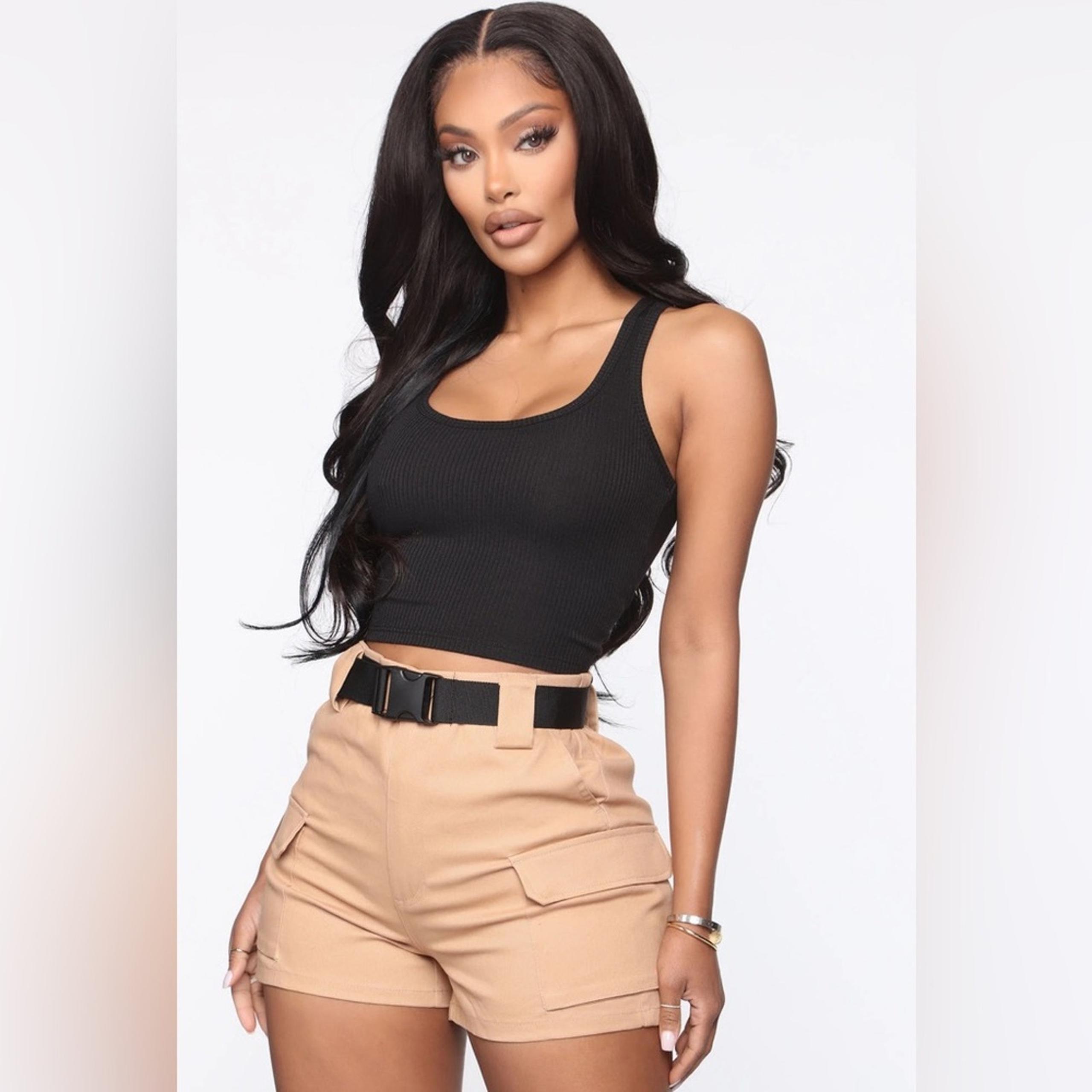 Fashion Nova Buckle Up Cargo Shorts - Khaki Size XS